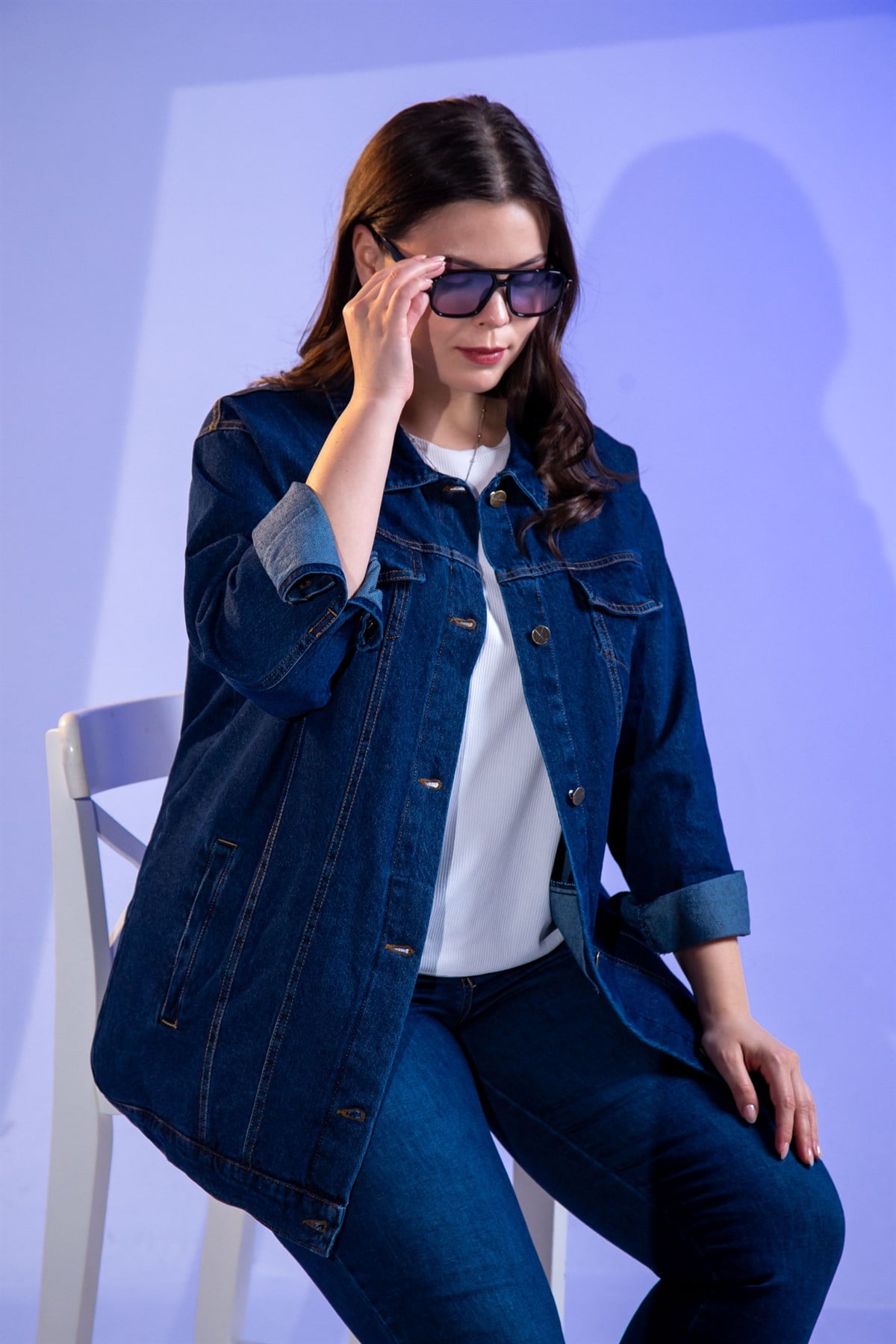 Büyük Beden 3330710 Denim Ceket  Lacivert