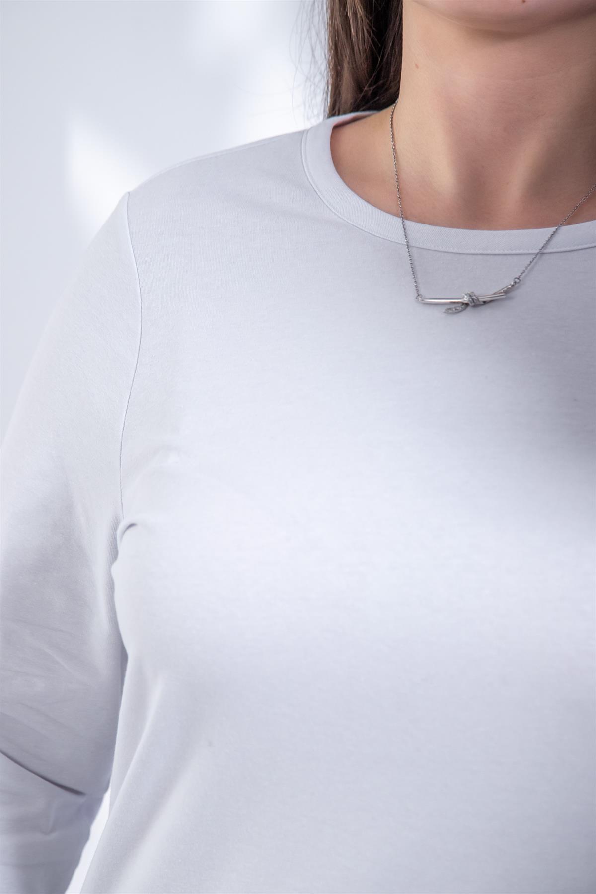 Büyük Beden 3330780 Bisiklet Yaka  Bluz  Beyaz