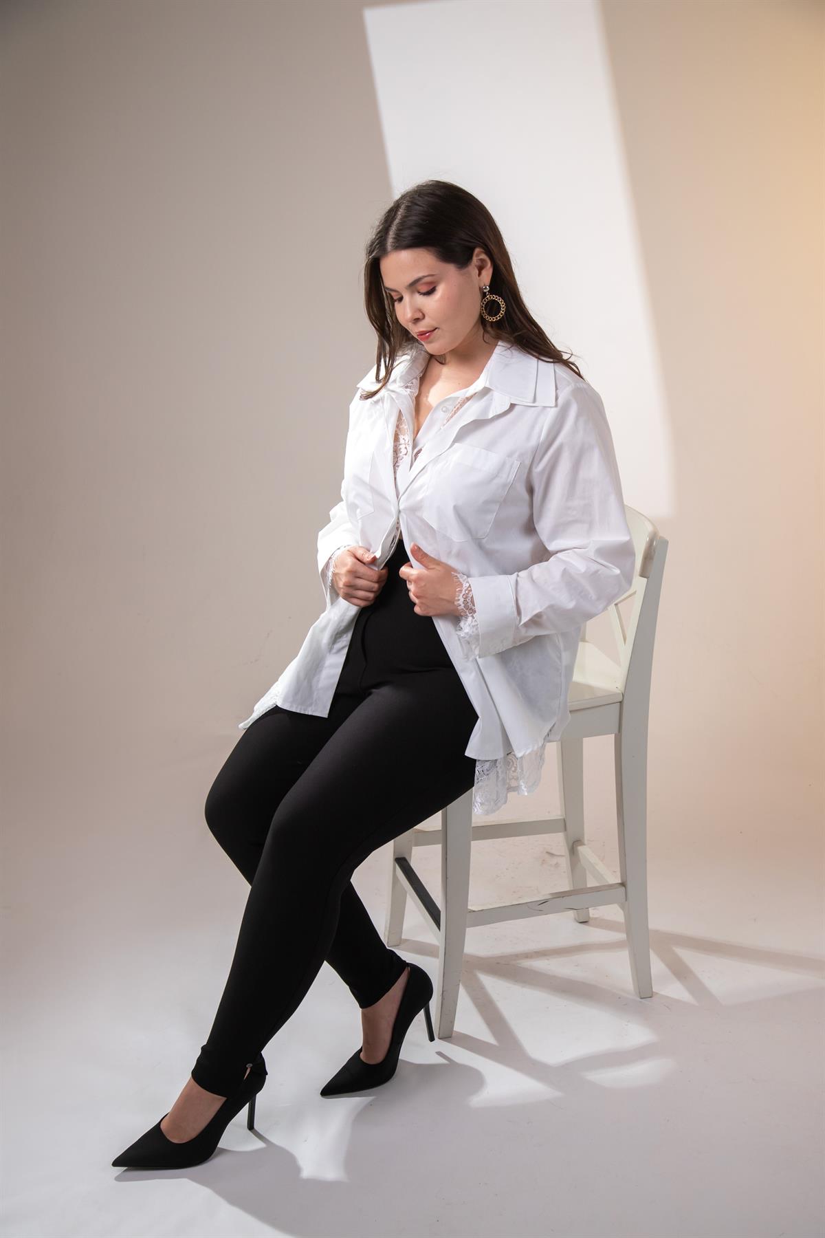 Büyük Beden 3330868 Arka Bel Lastikli Pantolon  Siyah