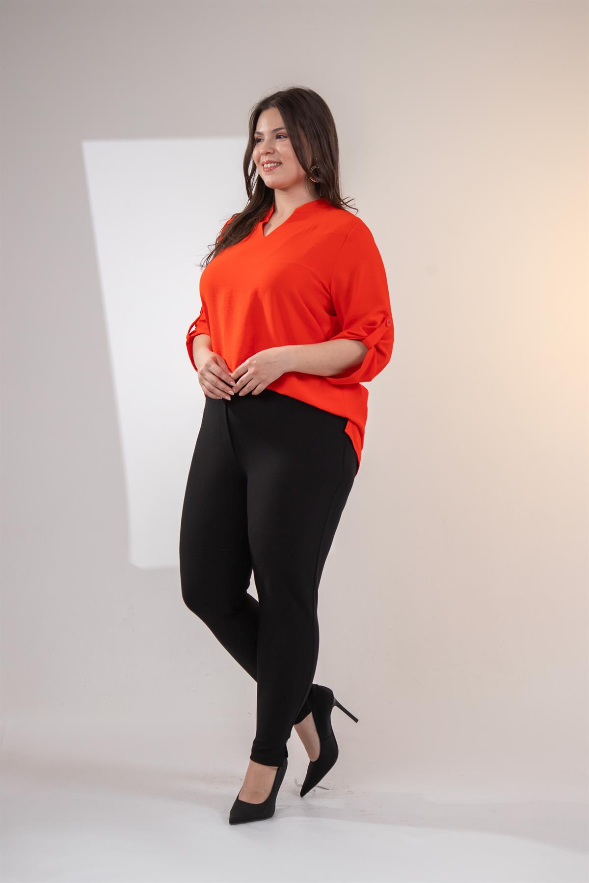 Büyük Beden 3330868 Arka Bel Lastikli Pantolon  Siyah