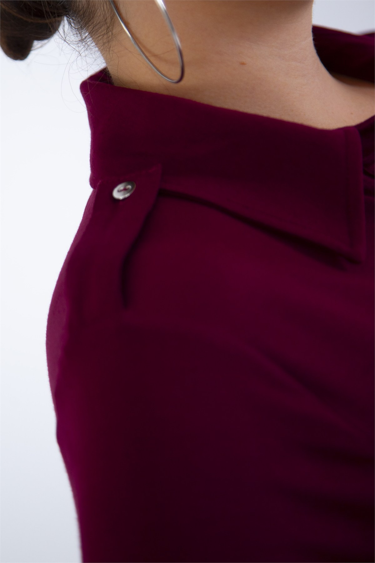 Büyük Beden 3331257 Apoletli Cepli Bluz Bordo