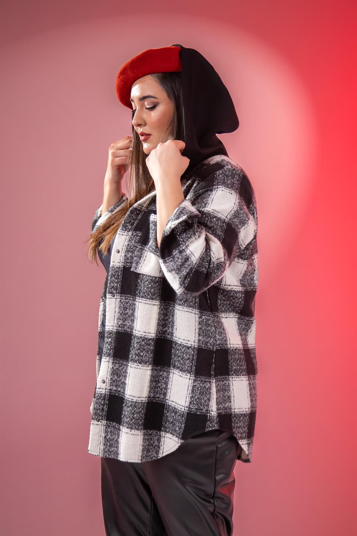 Büyük Beden 333134 Cep Detaylı Oduncu Gömlek Gri