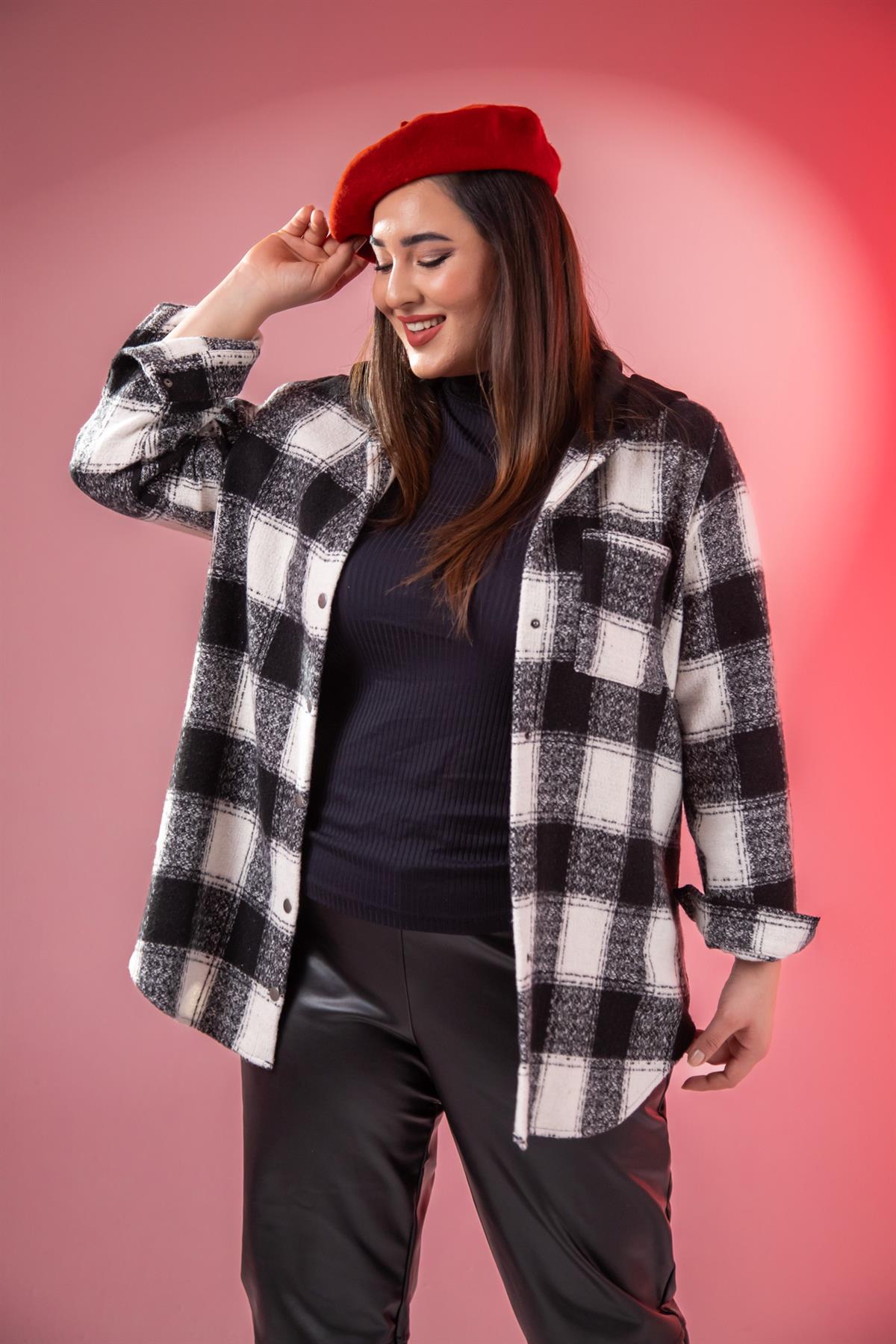 Büyük Beden 333134 Cep Detaylı Oduncu Gömlek Gri