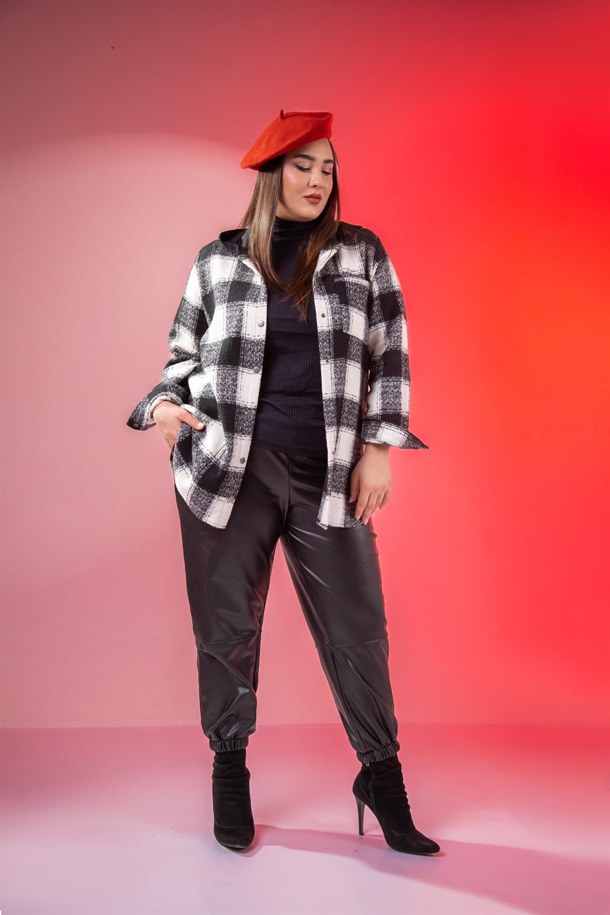 Büyük Beden 333134 Cep Detaylı Oduncu Gömlek Gri