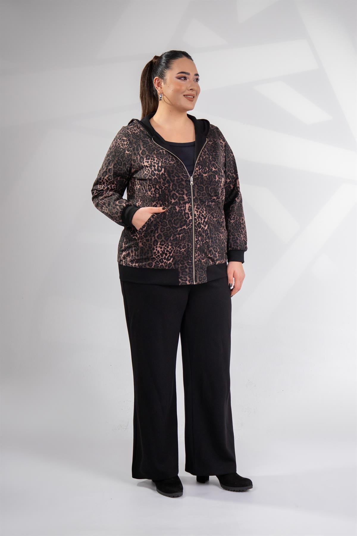 Büyük Beden 333177 Çift Taraflı Sweat  Kahverengı