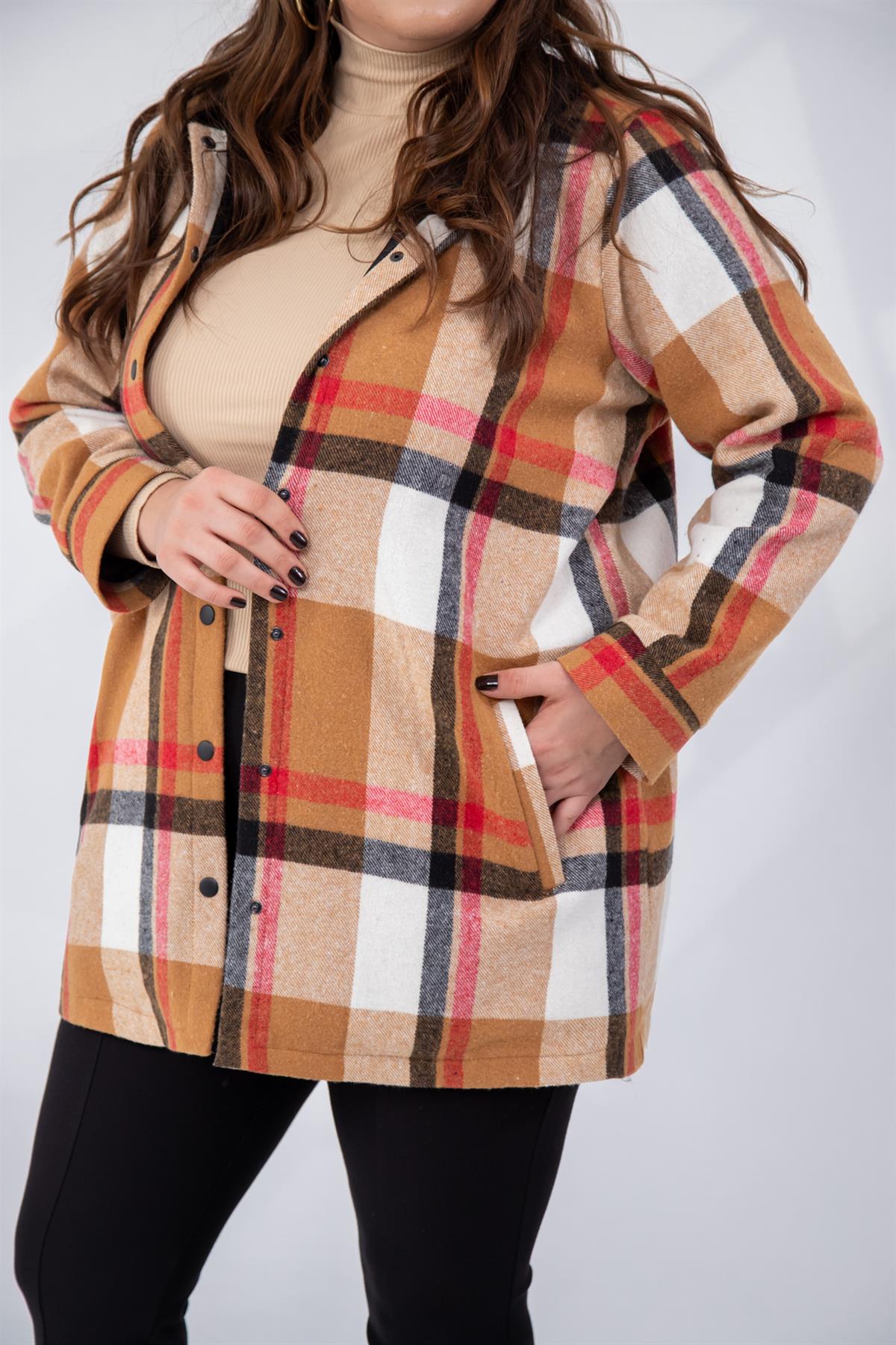 Büyük Beden 333658 Desenli Ceket  Ekose