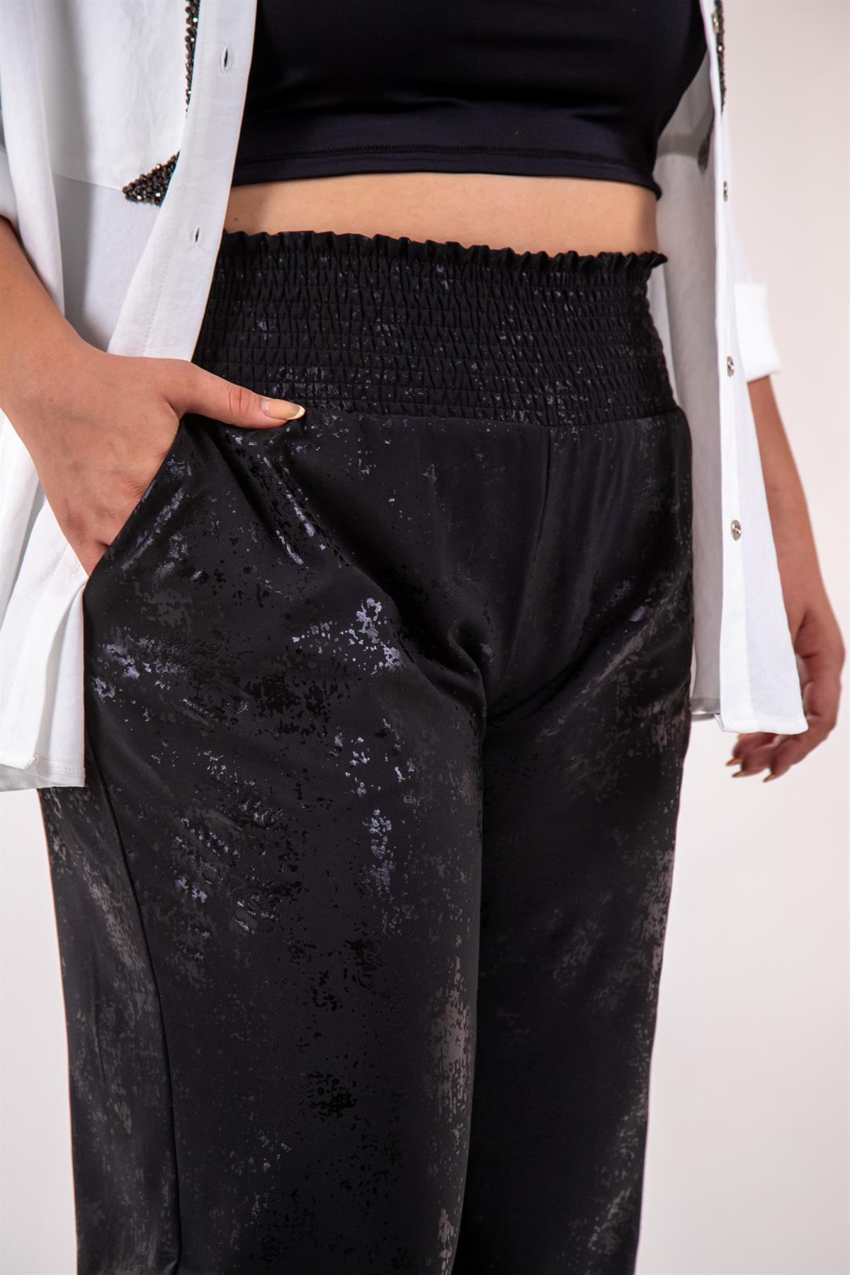 Büyük Beden 333997 Beli Gipeli Pantolon  Siyah