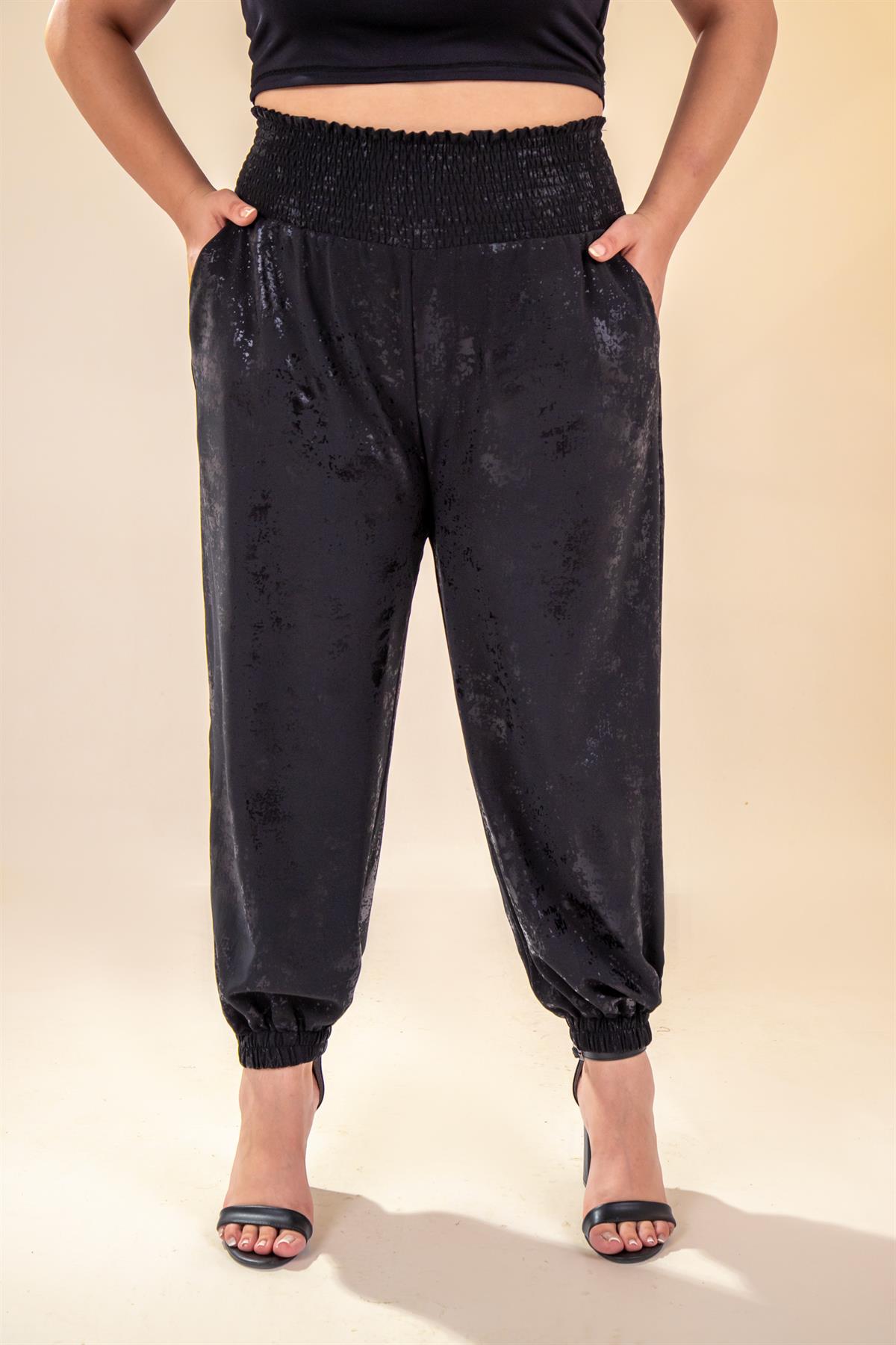 Büyük Beden 333997 Beli Gipeli Pantolon  Siyah