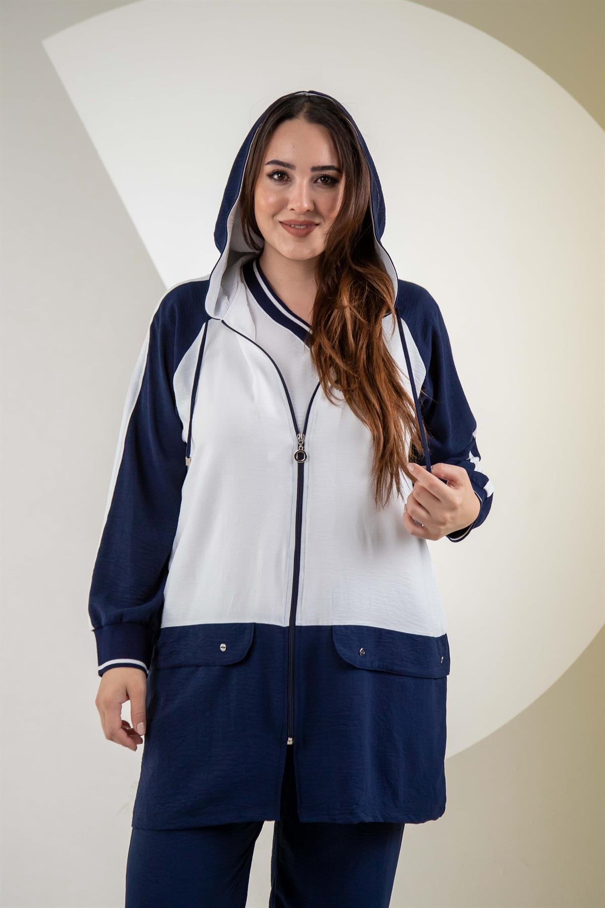 Büyük Beden 76318 Lovely Nakışlı 3lü Takım Lacivert