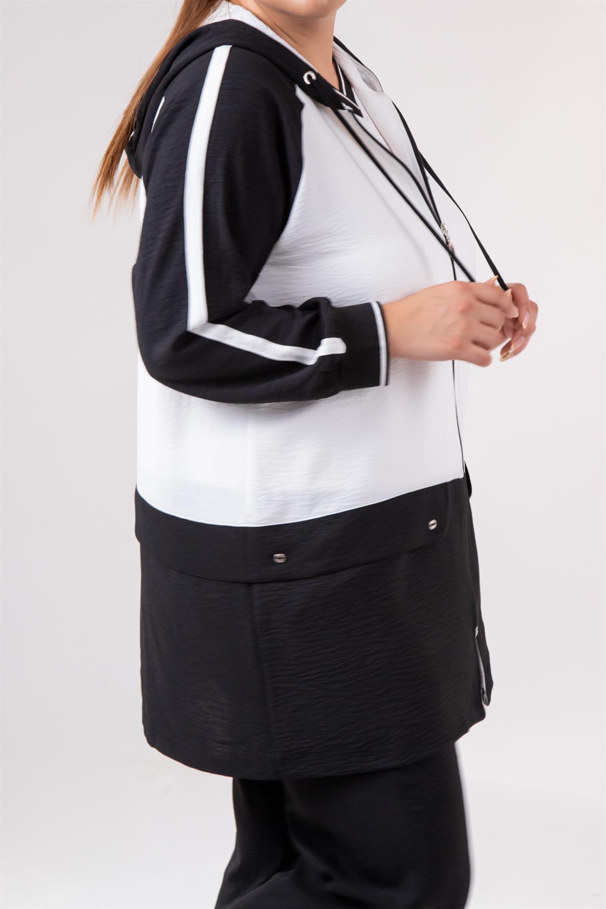 Büyük Beden 76318 Lovely Nakışlı 3Lü Takım Siyah