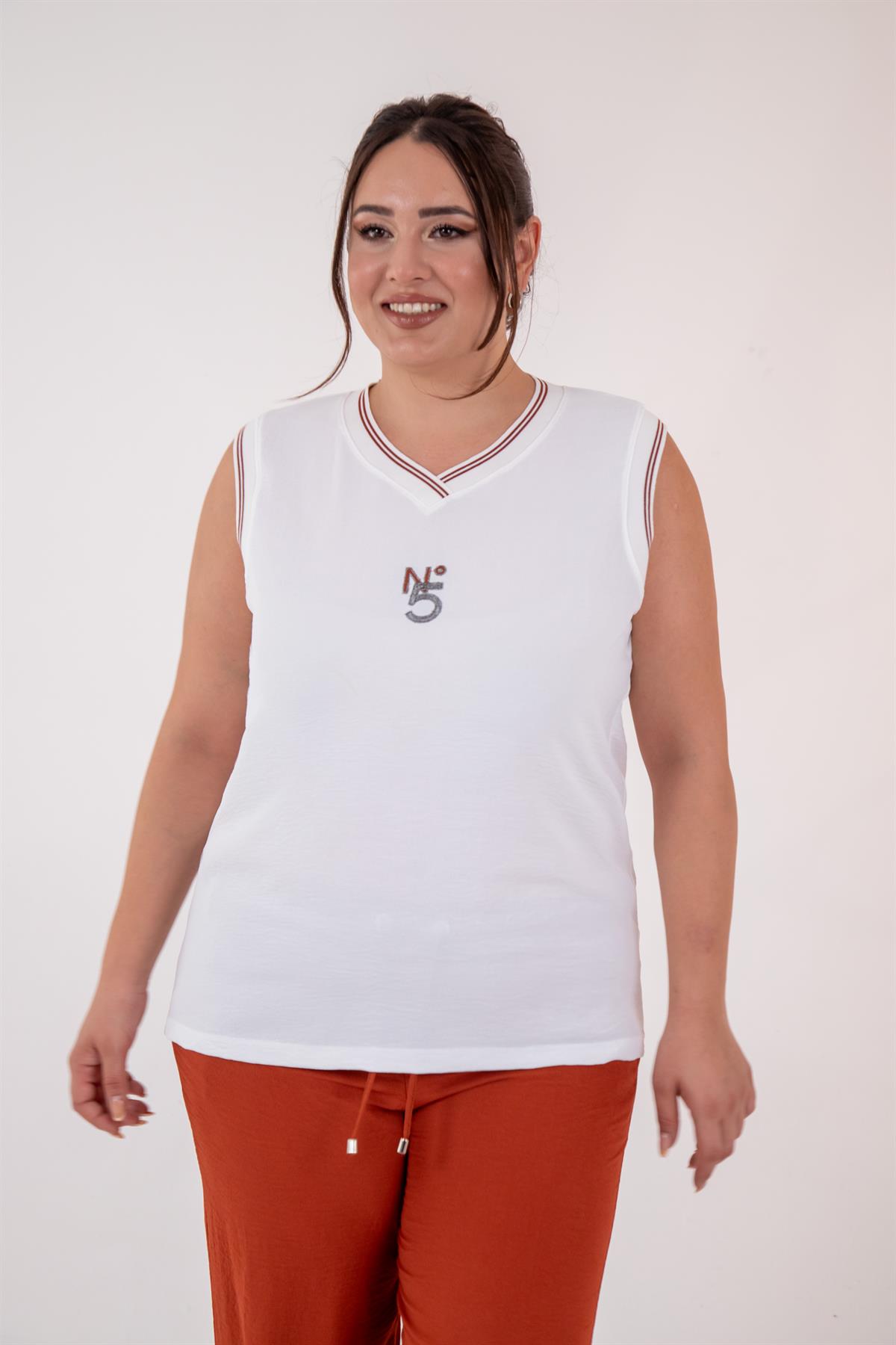 Büyük Beden 76326 Fermuarlı Cepli 3Lü Takım  Kiremit