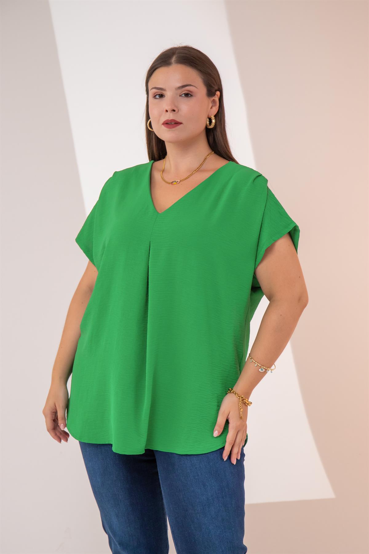 Büyük Beden Dolly Bluz Açık Yeşil