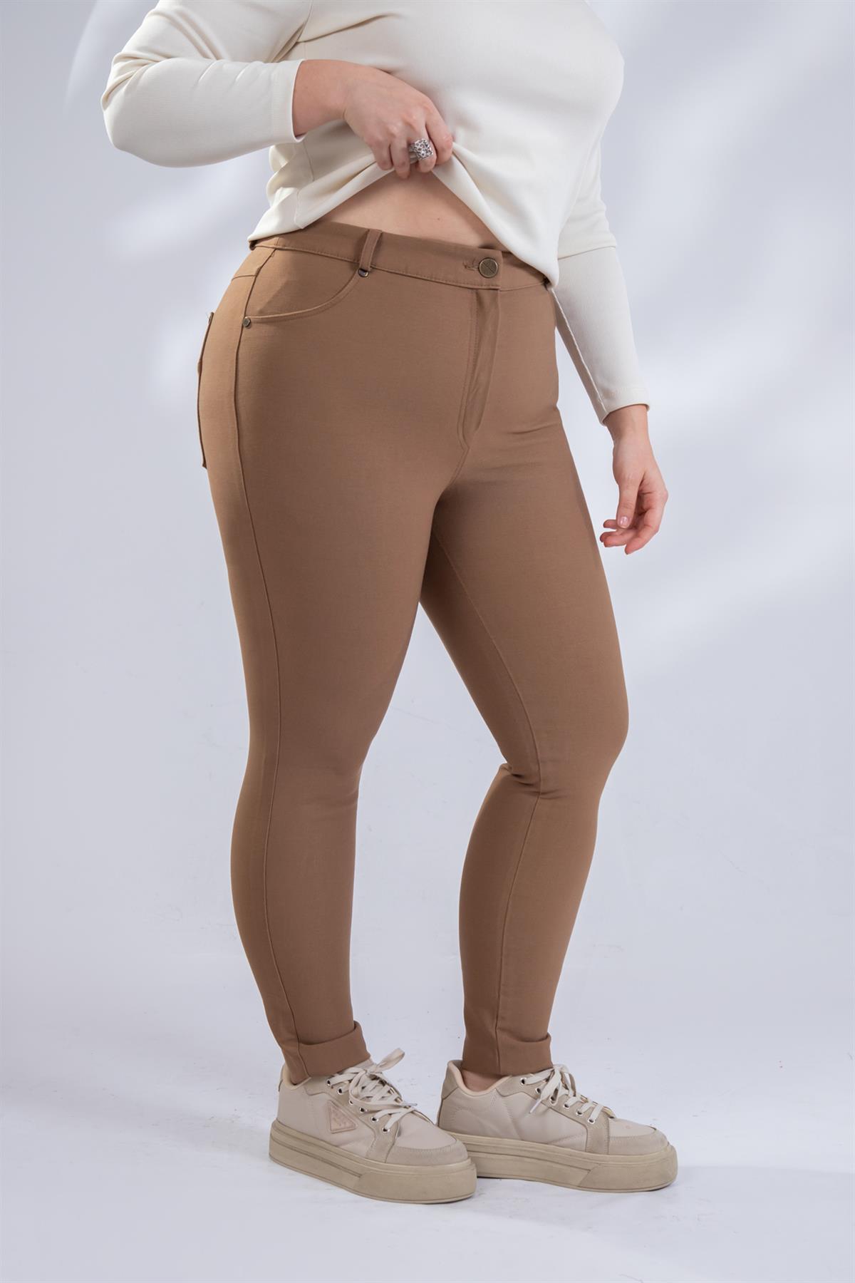 Büyük Beden Stockholm Pantolon Camel