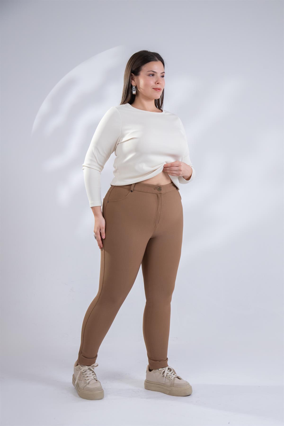 Büyük Beden Stockholm Pantolon Camel