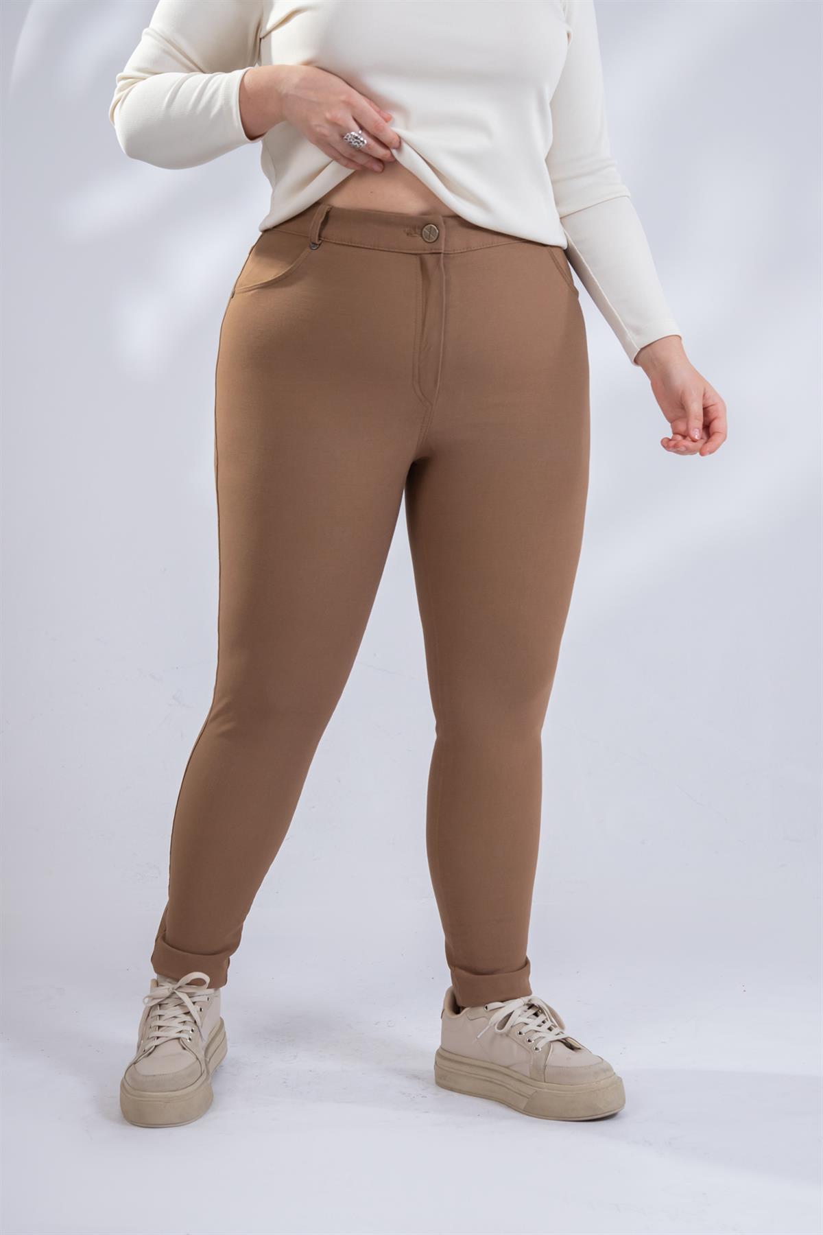 Büyük Beden Stockholm Pantolon Camel