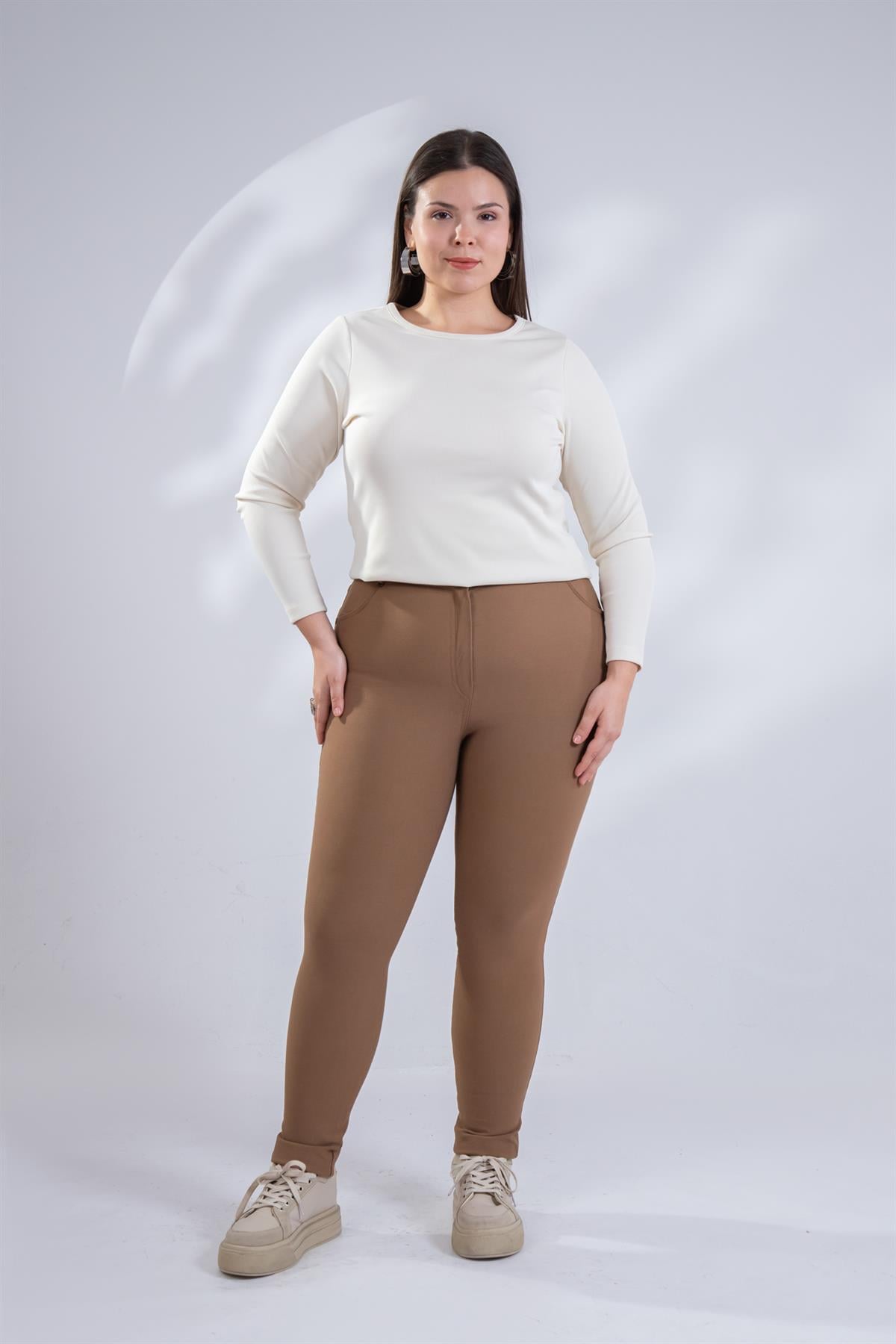 Büyük Beden Stockholm Pantolon Camel