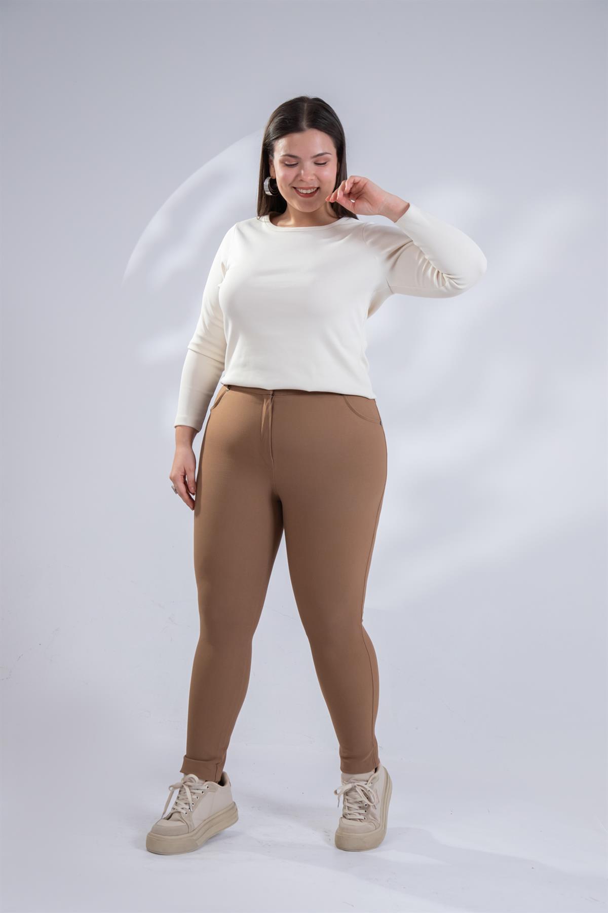 Büyük Beden Stockholm Pantolon Camel