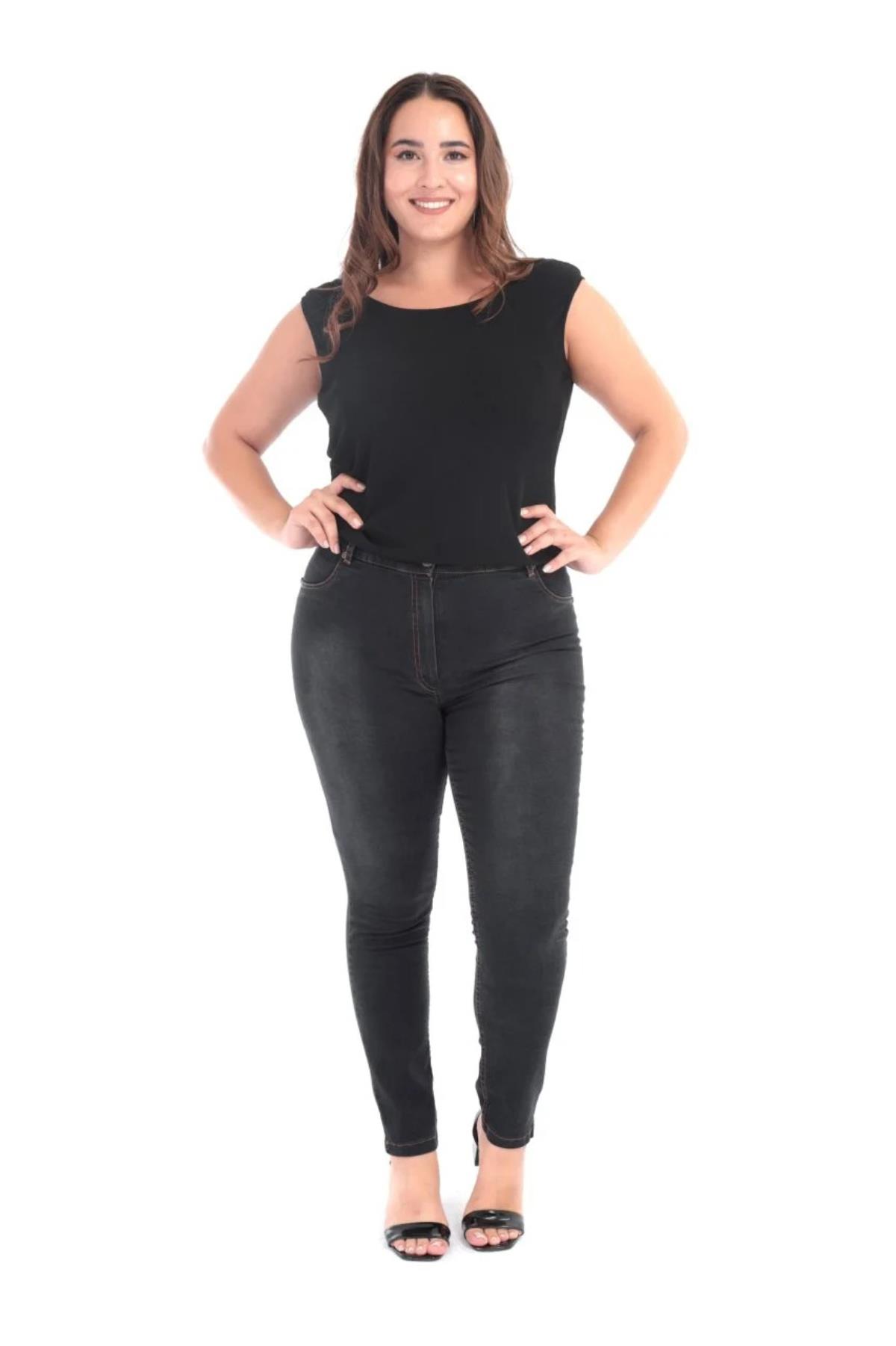 Büyük Beden Zenit Denim Pantolon Siyah