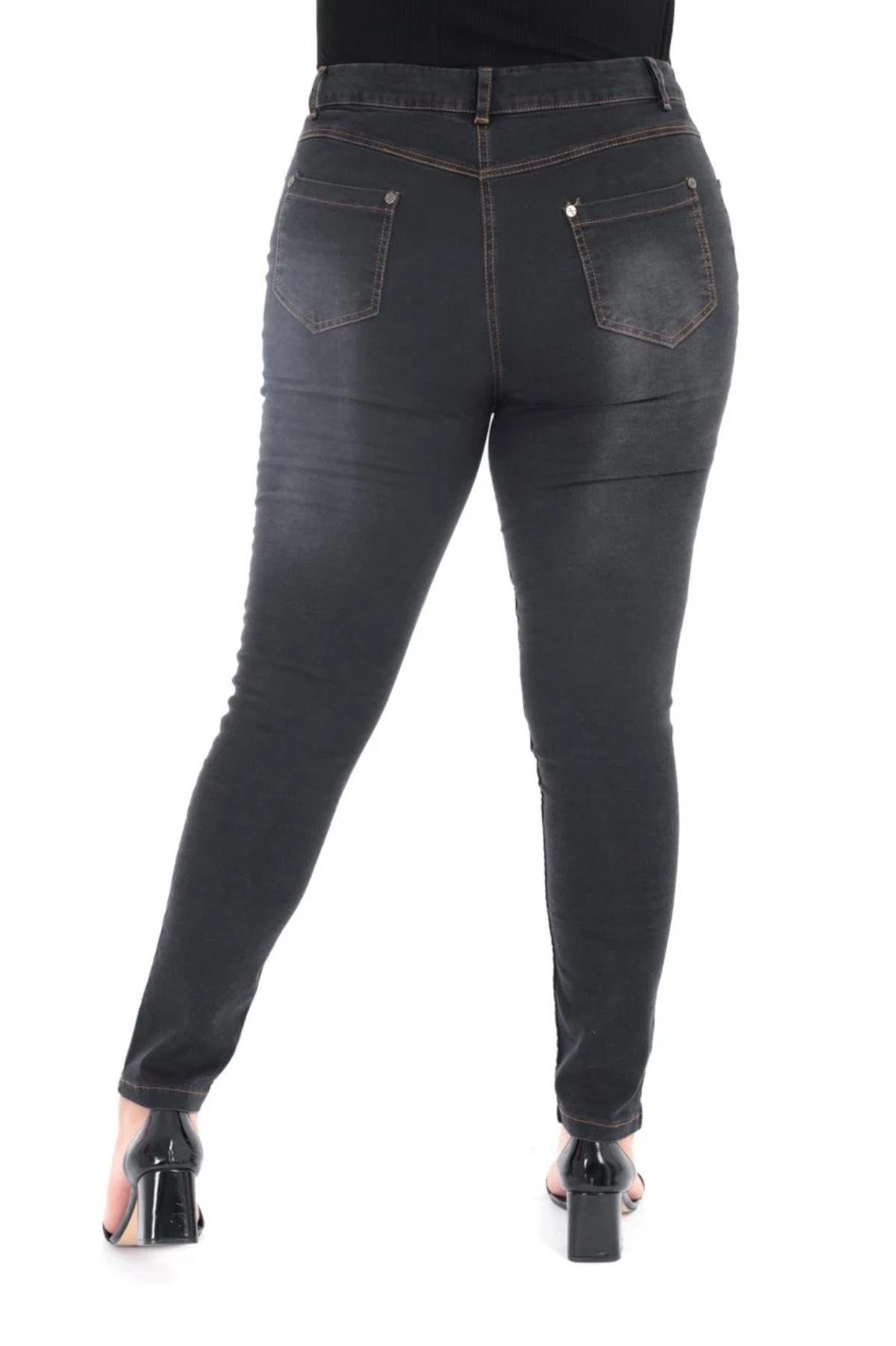 Büyük Beden Zenit Denim Pantolon Siyah