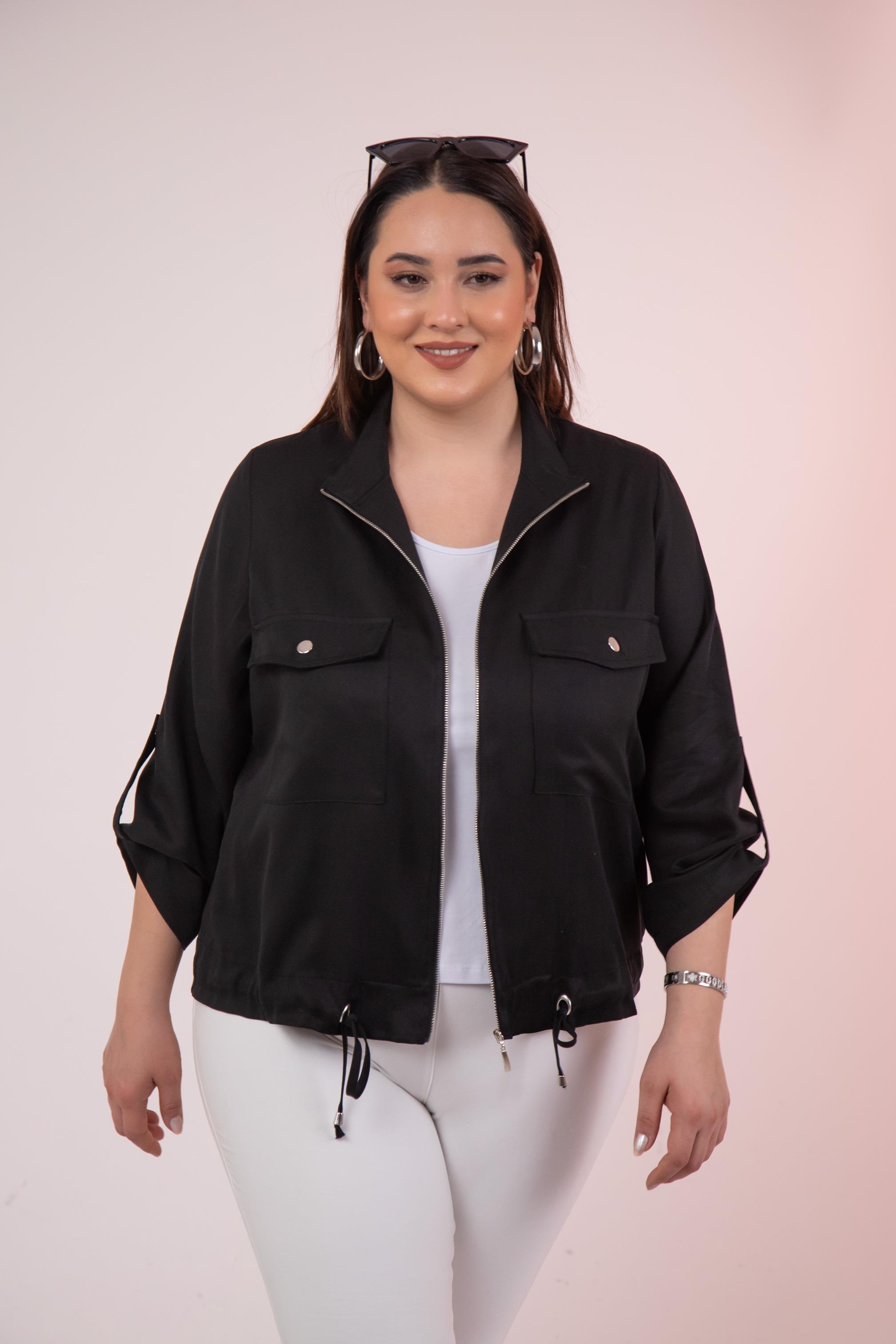 Büyük Beden 1211092 Cep Detaylı Ceket Siyah