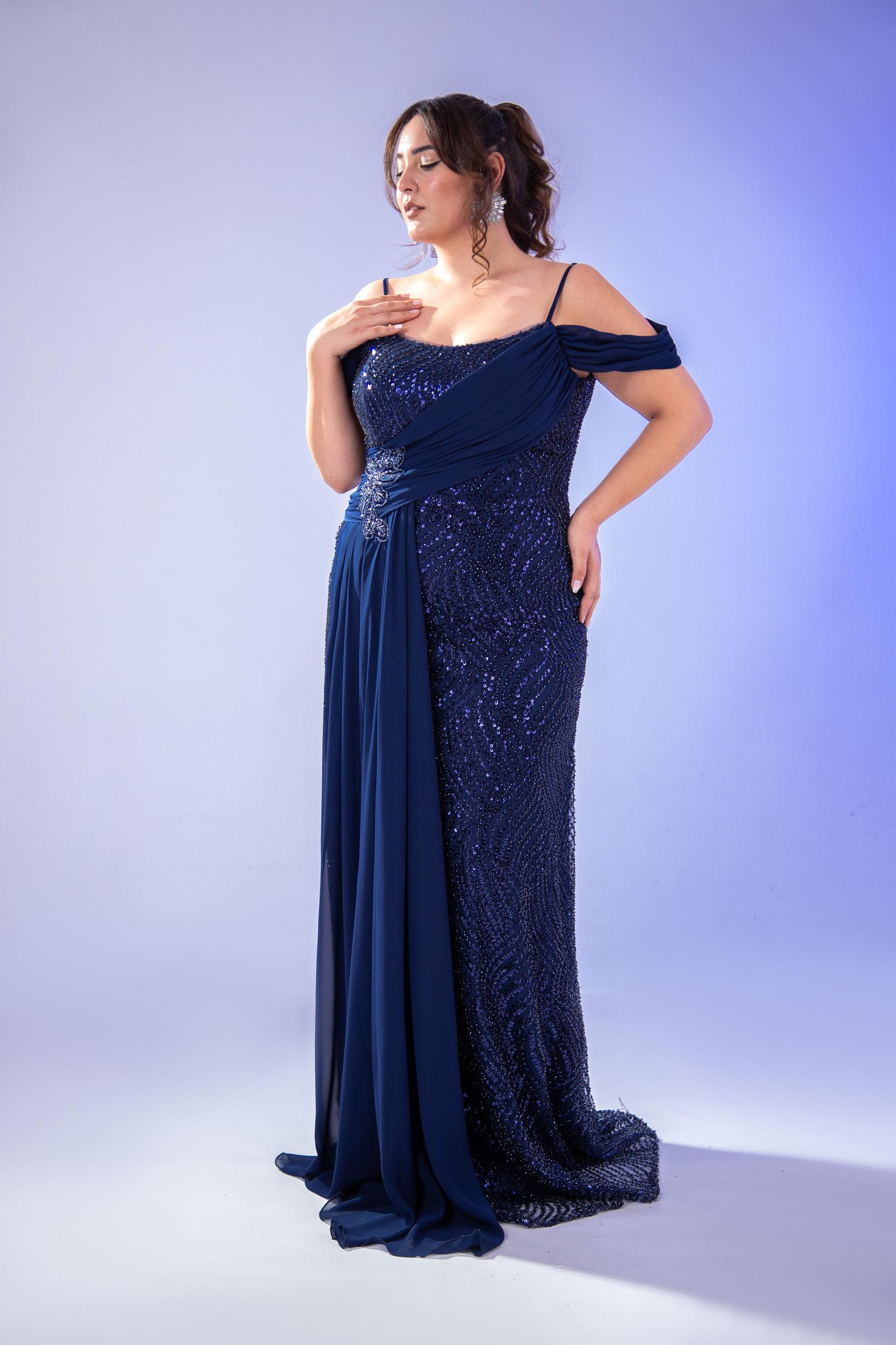 Büyük Beden 24220471 Uzun Abiye   Lacivert