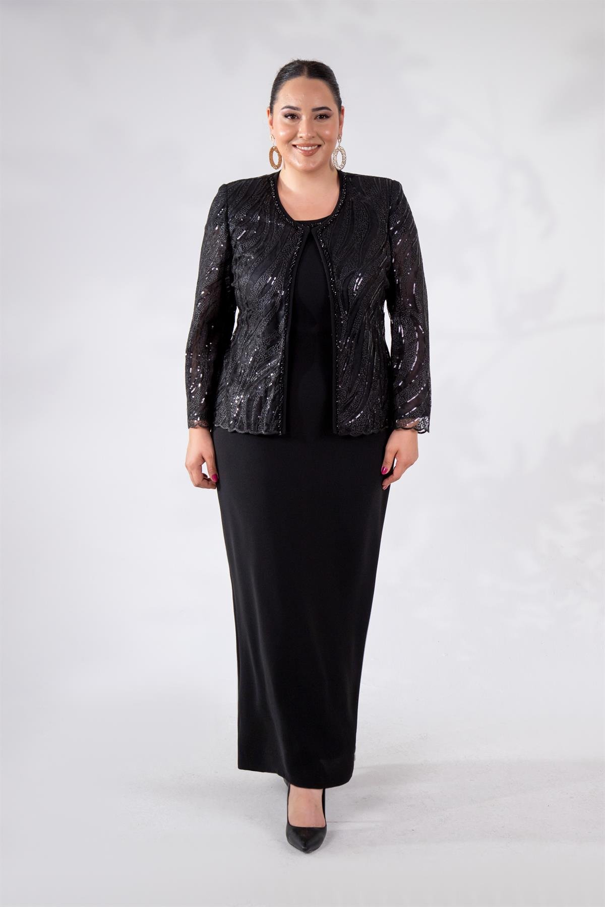 Büyük Beden 2427031 İkili Abiye Takım  Siyah