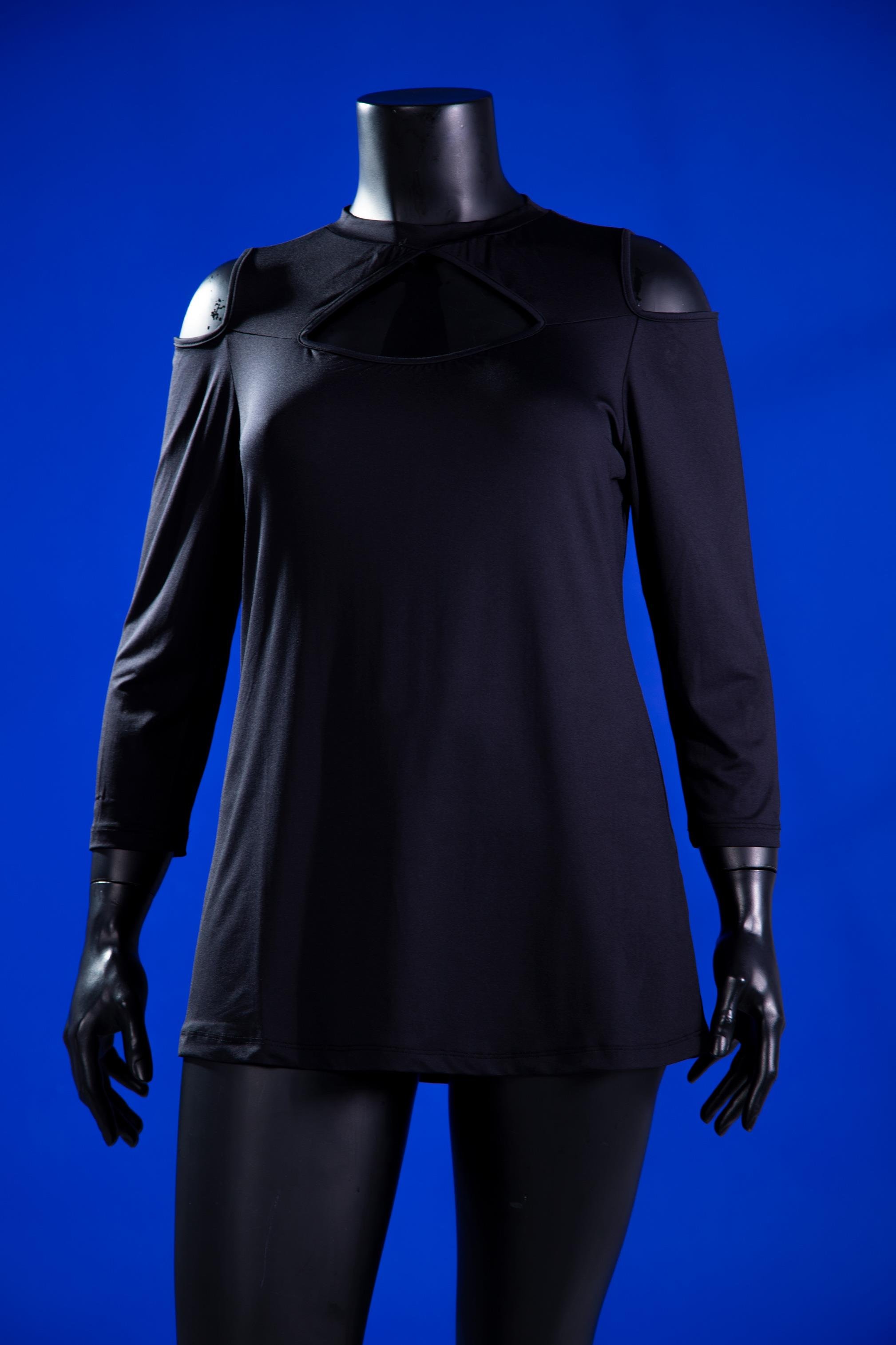 Büyük Beden 333066 Yakası-Omuzu Açık Bluz  Siyah