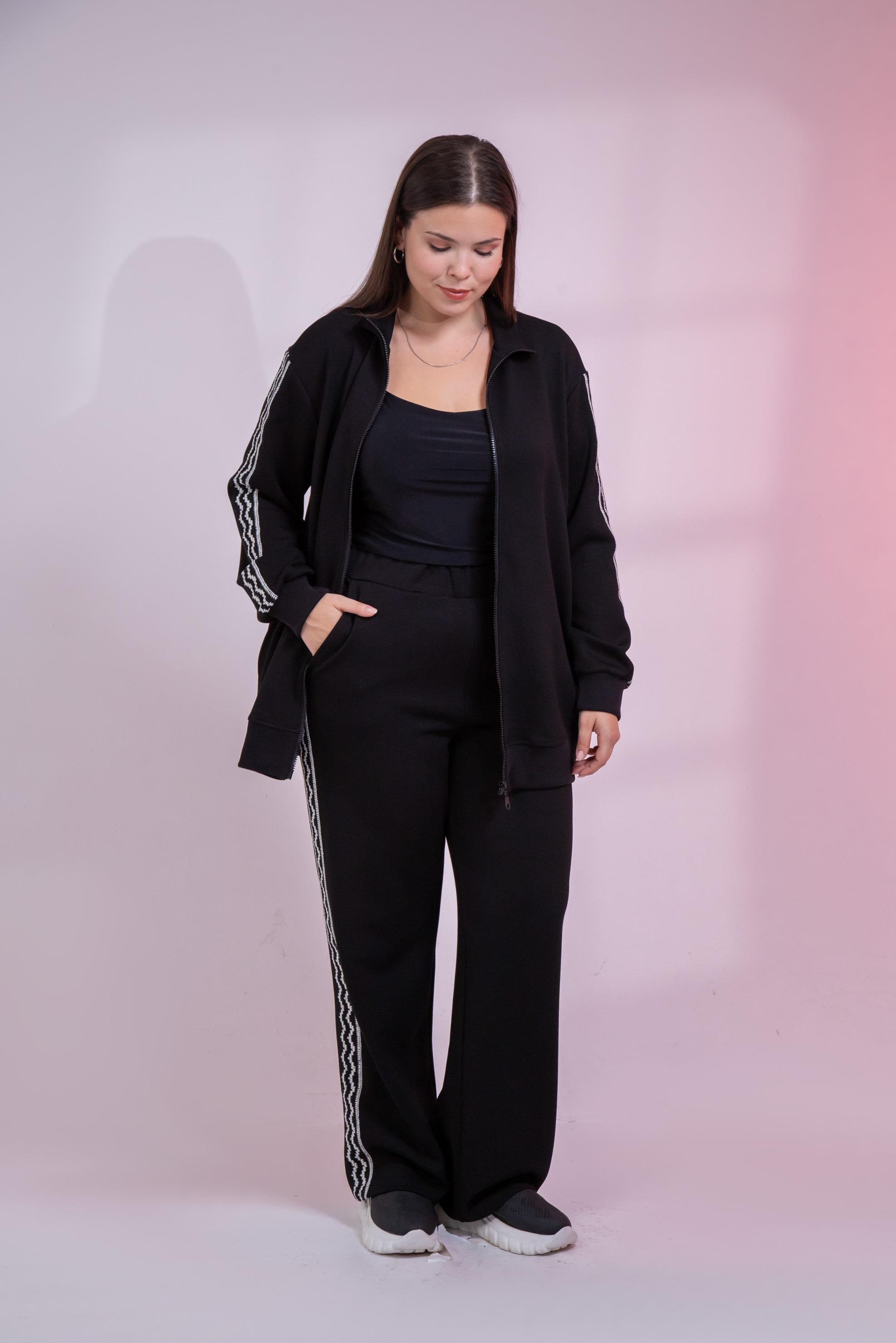 Büyük Beden 3330682 Şerit Detaylı Eşofman Takım Siyah