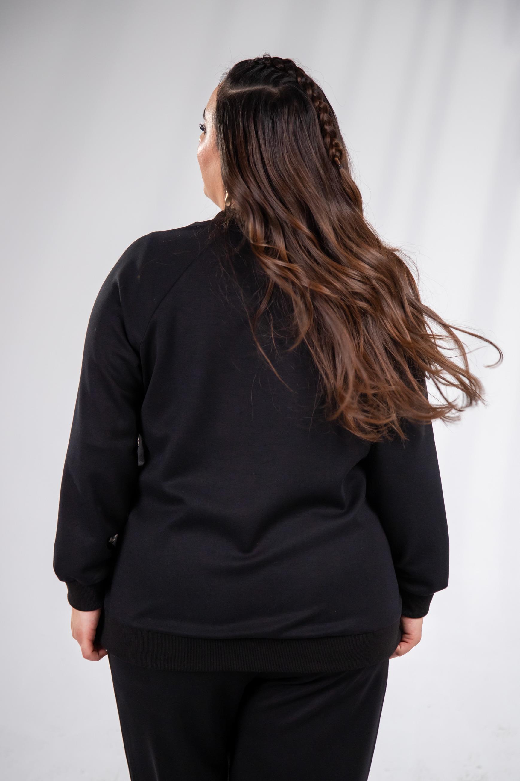 Büyük Beden 333174 Fermuarlı Leoparlı Sweat Kahverengi