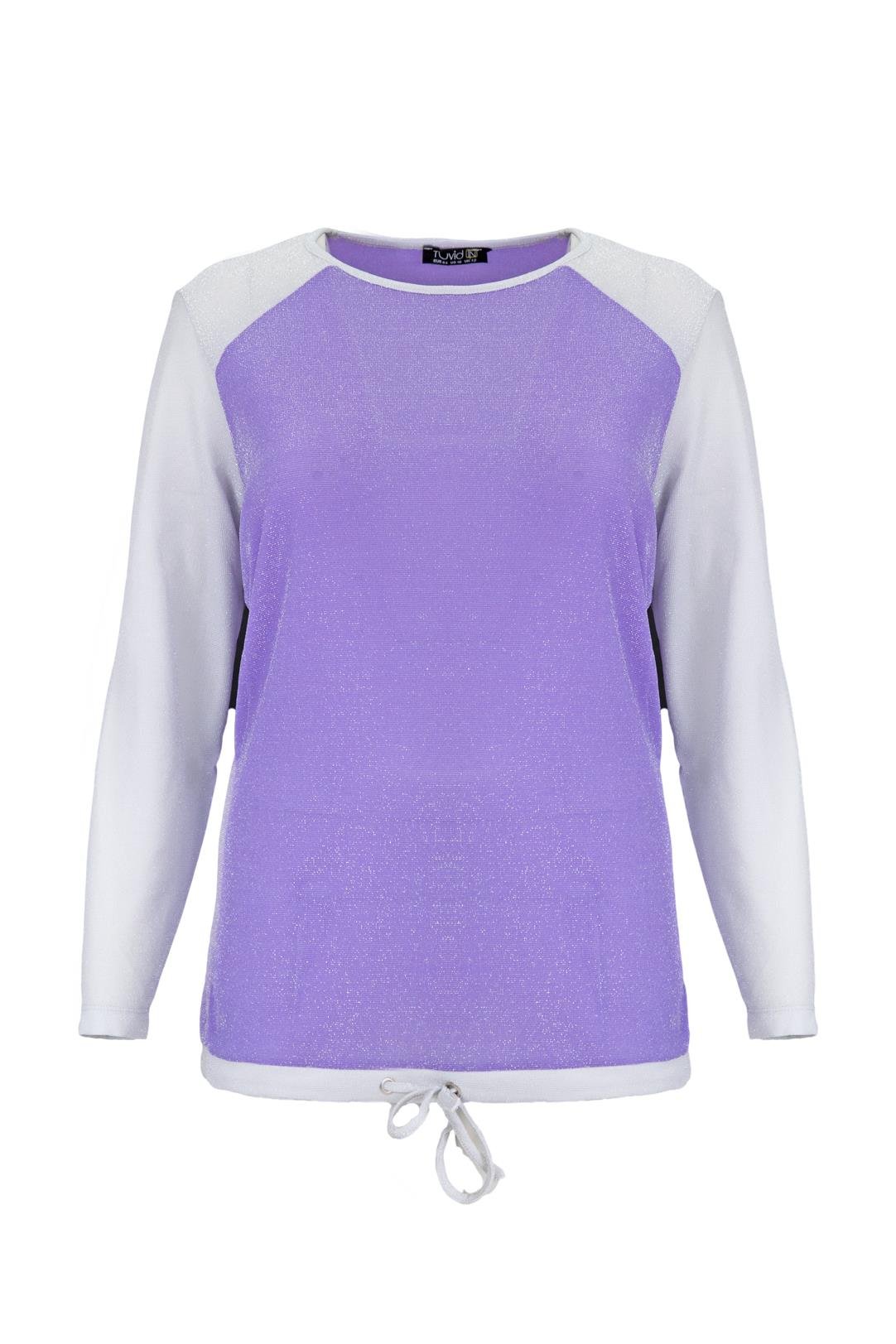 Büyük Beden 333330  Garnili Bluz  Lila-Gri