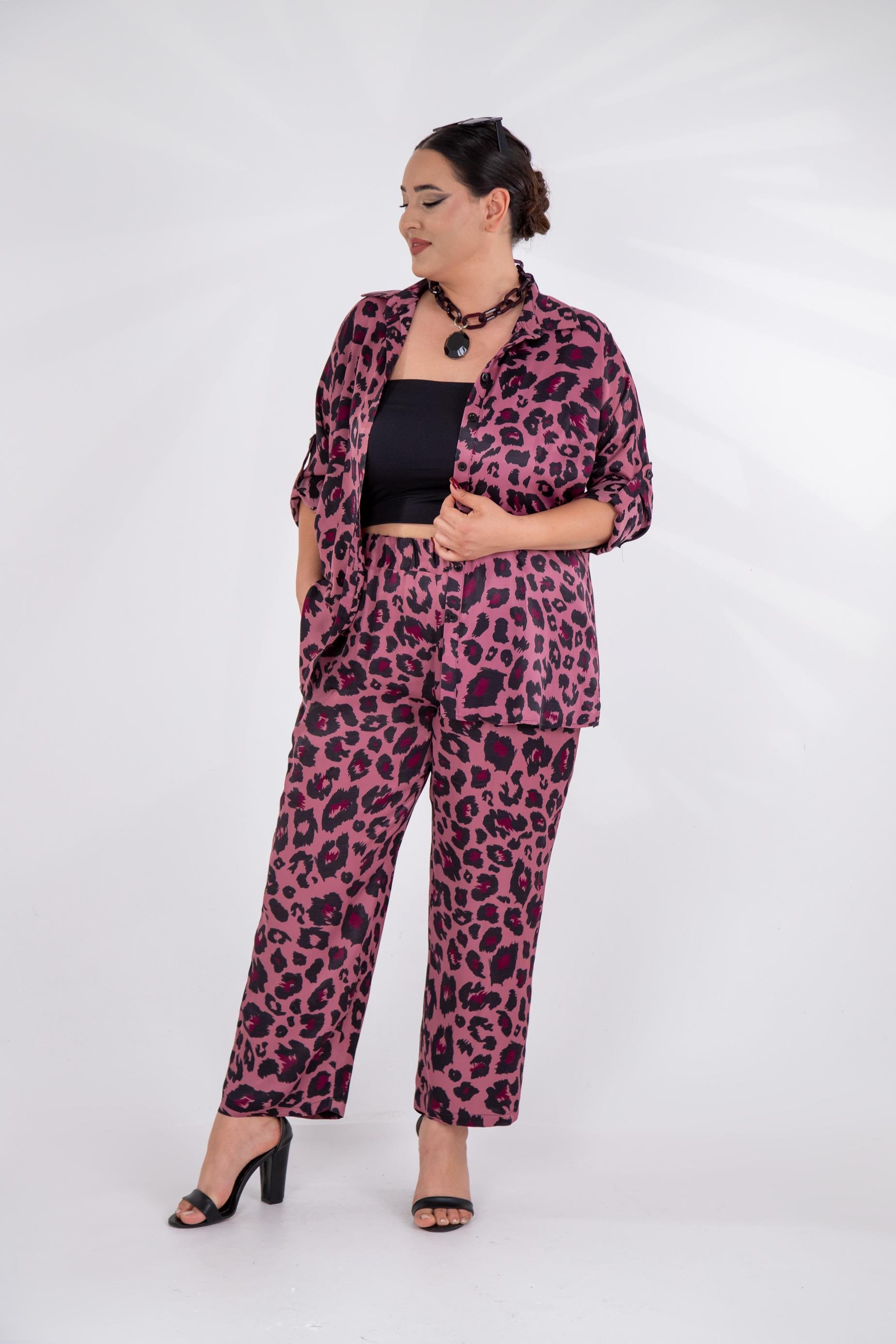 Büyük Beden 333906 Üçlü Saten Takım Pembe