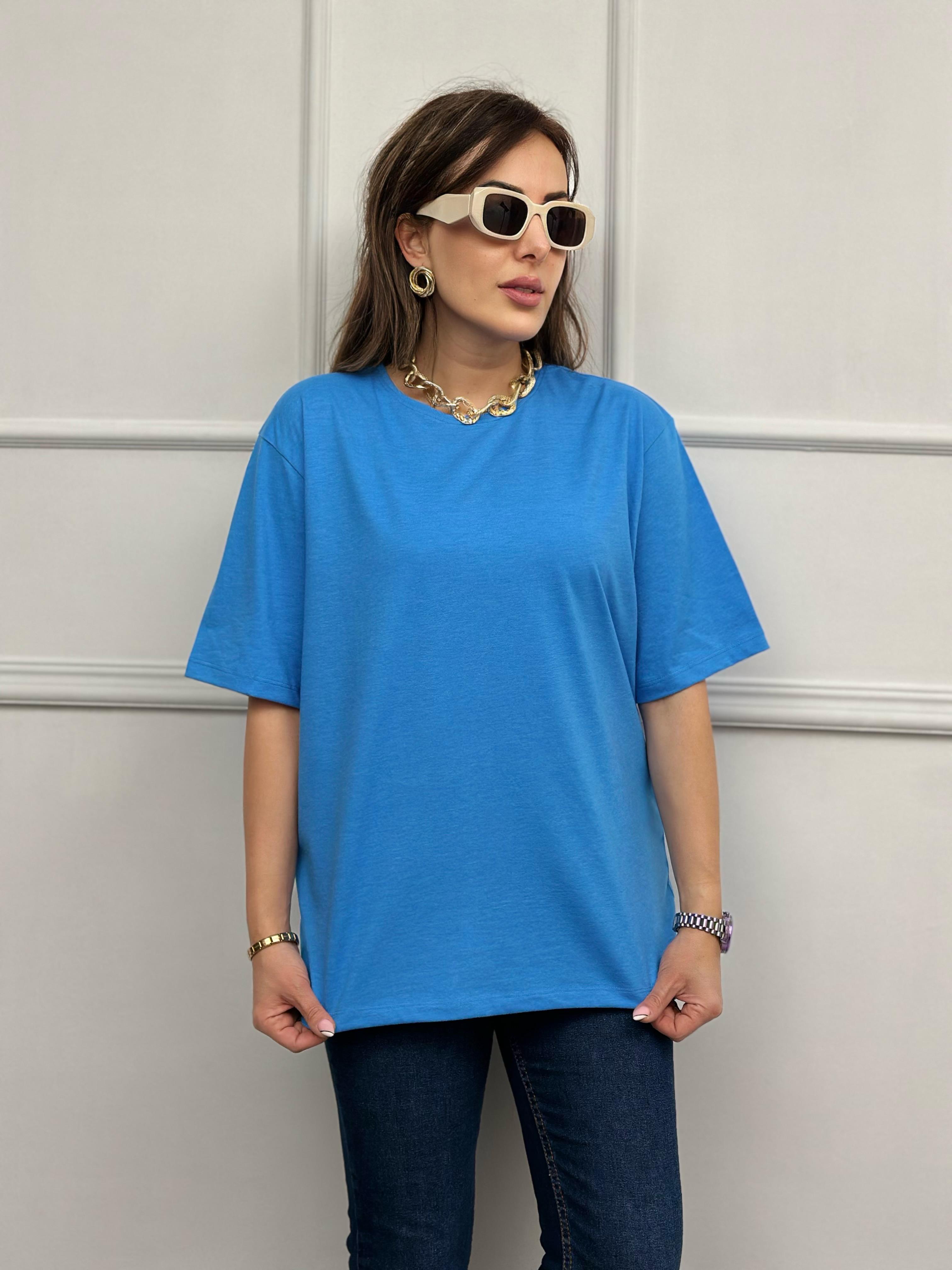 Bisiklet Yaka Mavi  Basic TshırtYeni Gelenler ModayBisiklet Yaka Mavi  Basic Tshırt