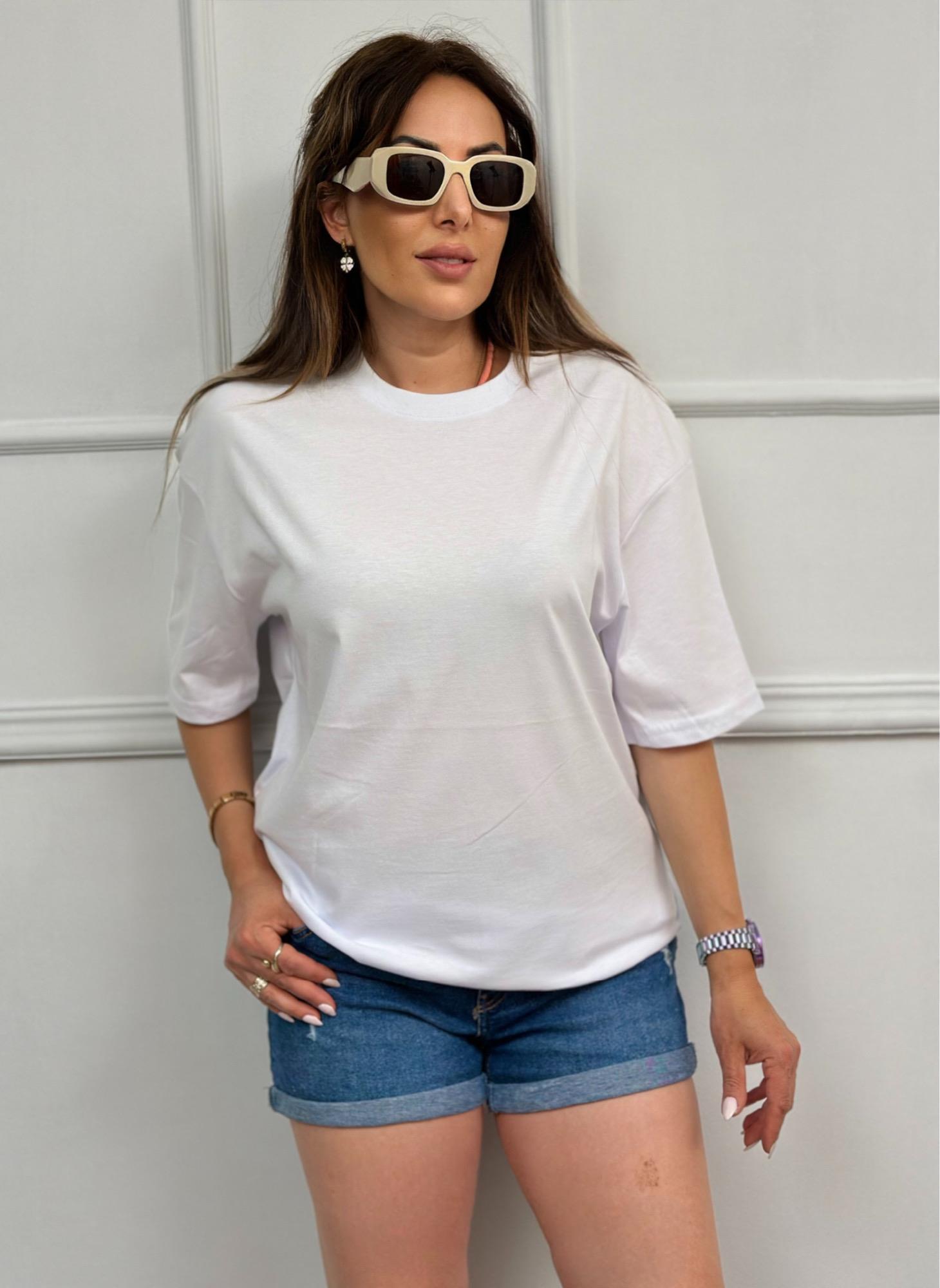 Bisiklet Yaka Unisex Beyaz TişörtYeni Gelenler ModayBisiklet Yaka Unisex Beyaz Tişört