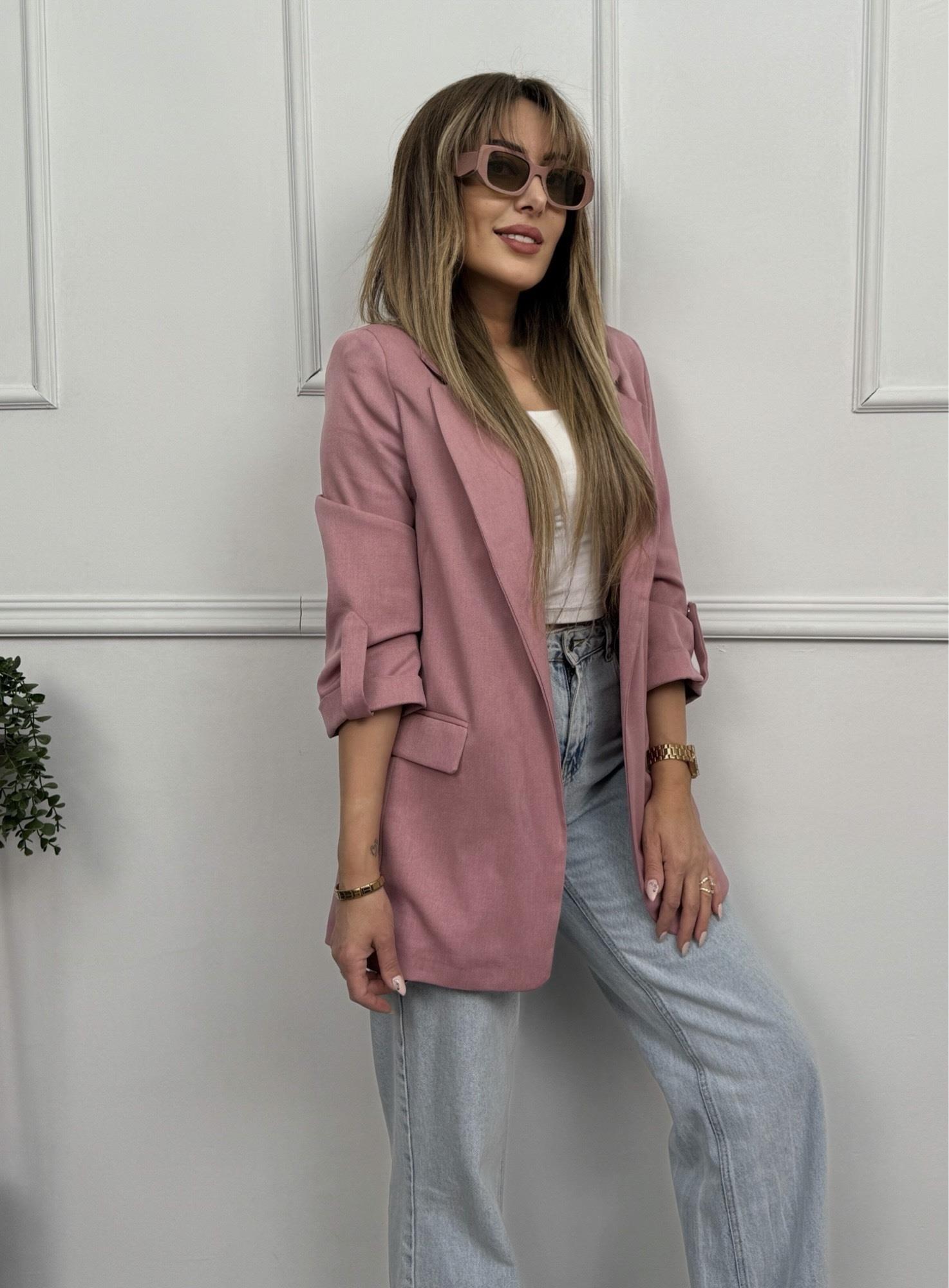 Kol Katlamalı Gülkurusu Blazer CeketYeni Gelenler ModayKol Katlamalı Gülkurusu Blazer Ceket