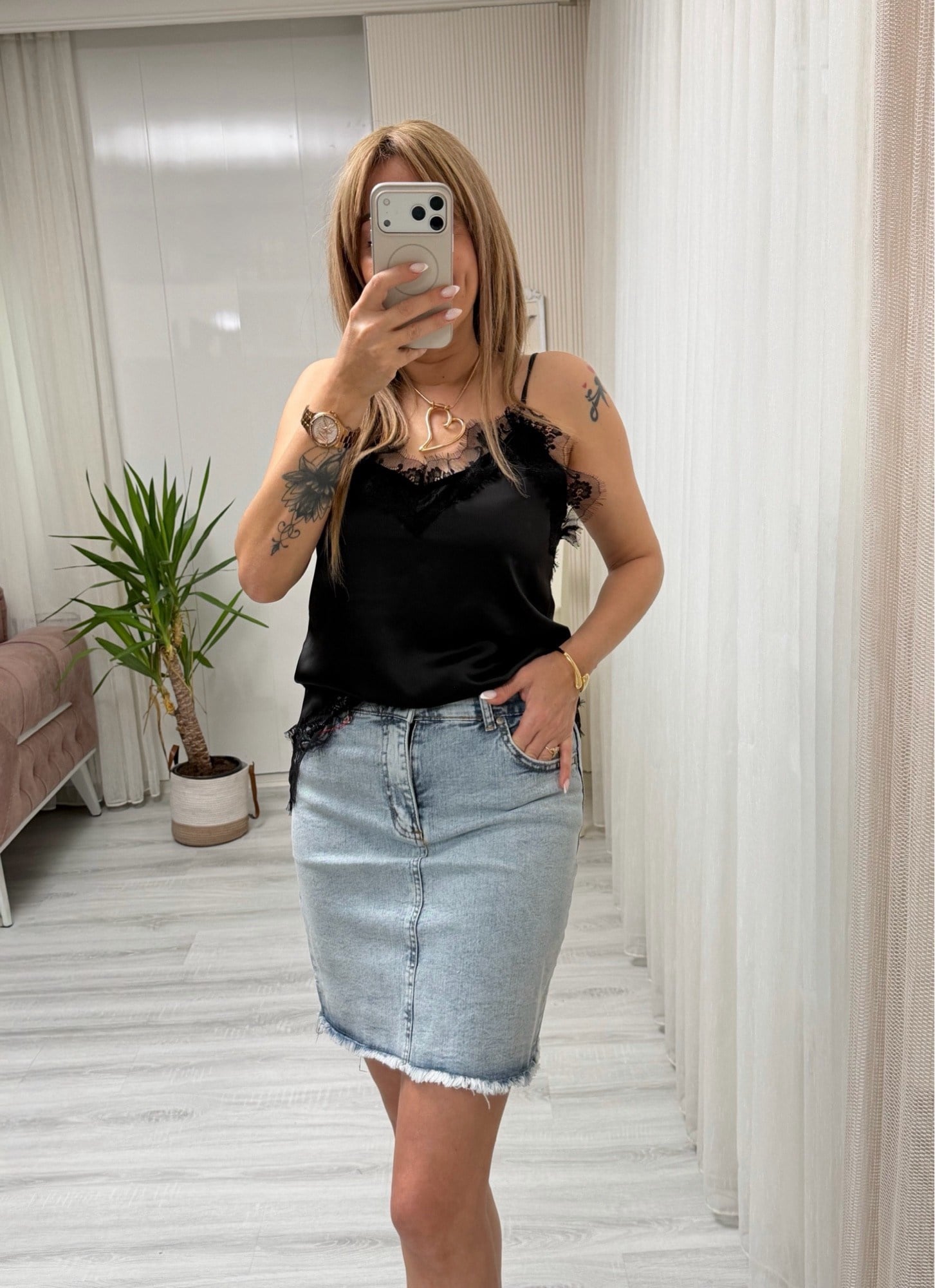 MODAYBUTİKBuz Mavisi Denim Kalem Etek 