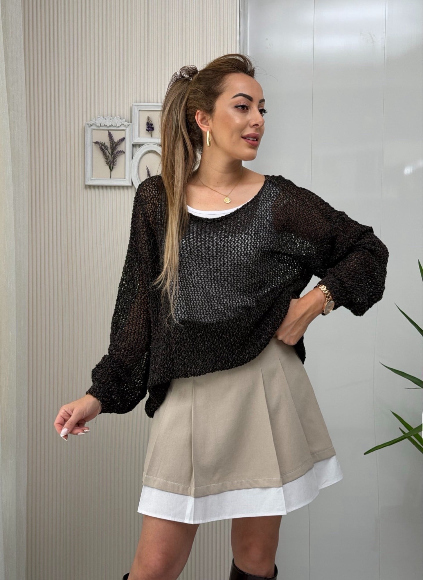 MODAYBUTİKCool Vibe Acı Kahve Salaş Triko