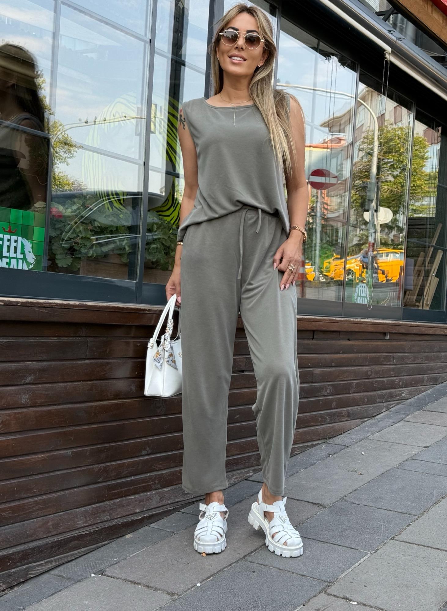 MODAYBUTİKModal Pike Kumaş Mint Bluz PantolonTakım 