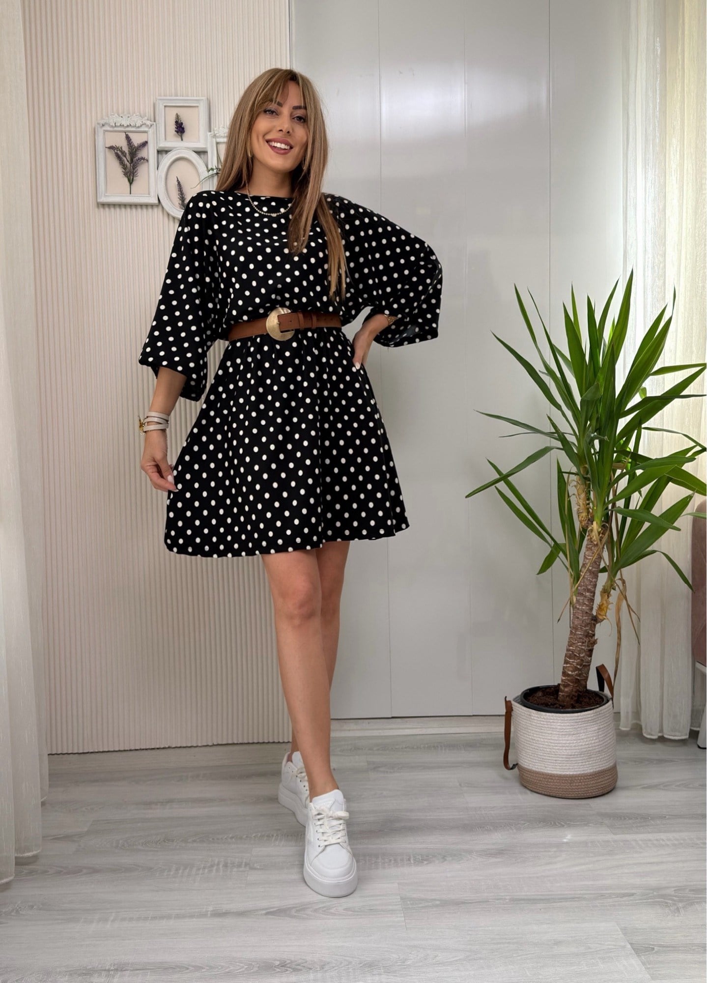 MODAYBUTİKRetro Puantiye Desenli Elbise 