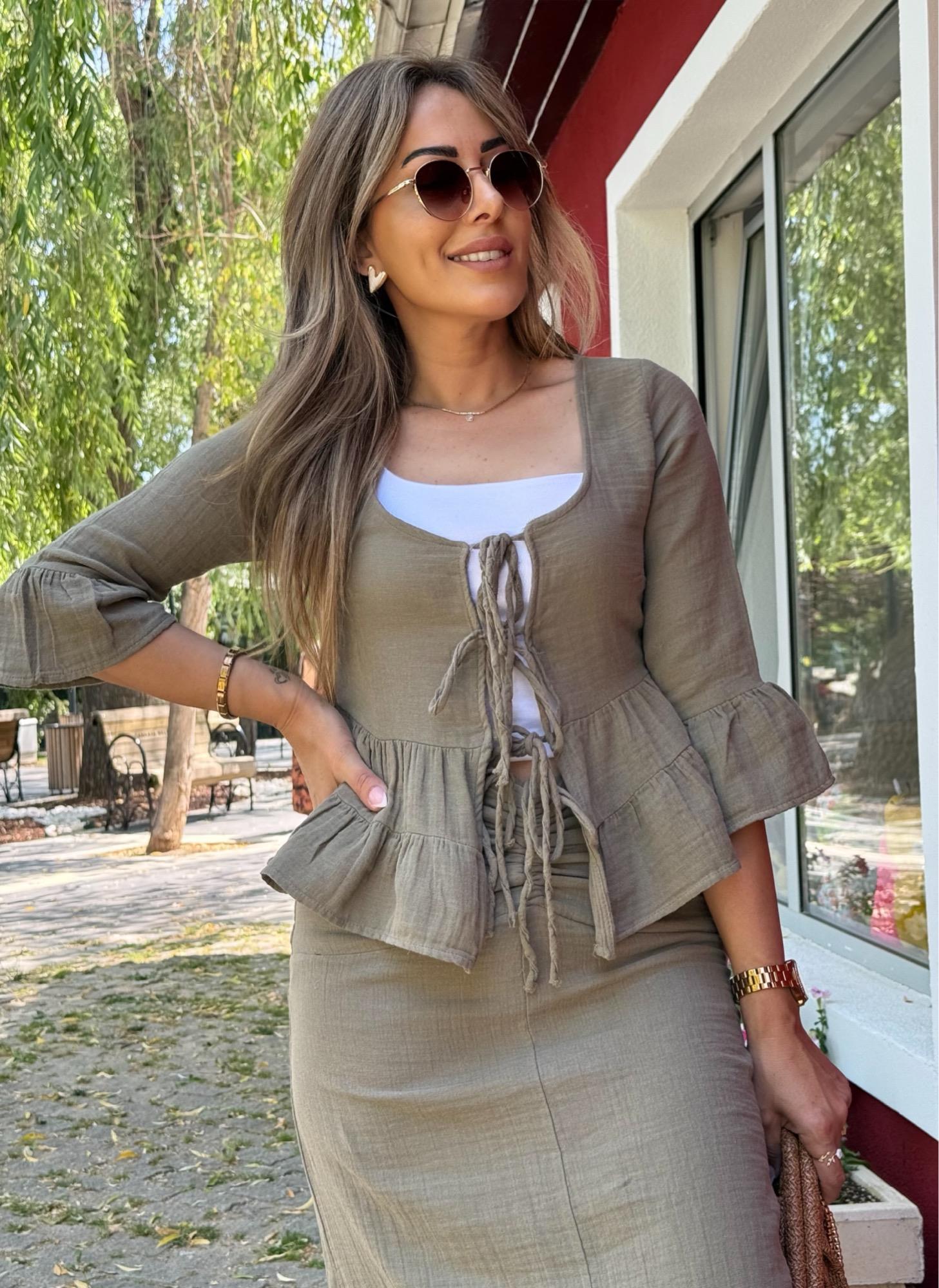 Premium Bağlama Detaylı Haki GömlekYeni Gelenler ModayPremium Bağlama Detaylı Haki Gömlek