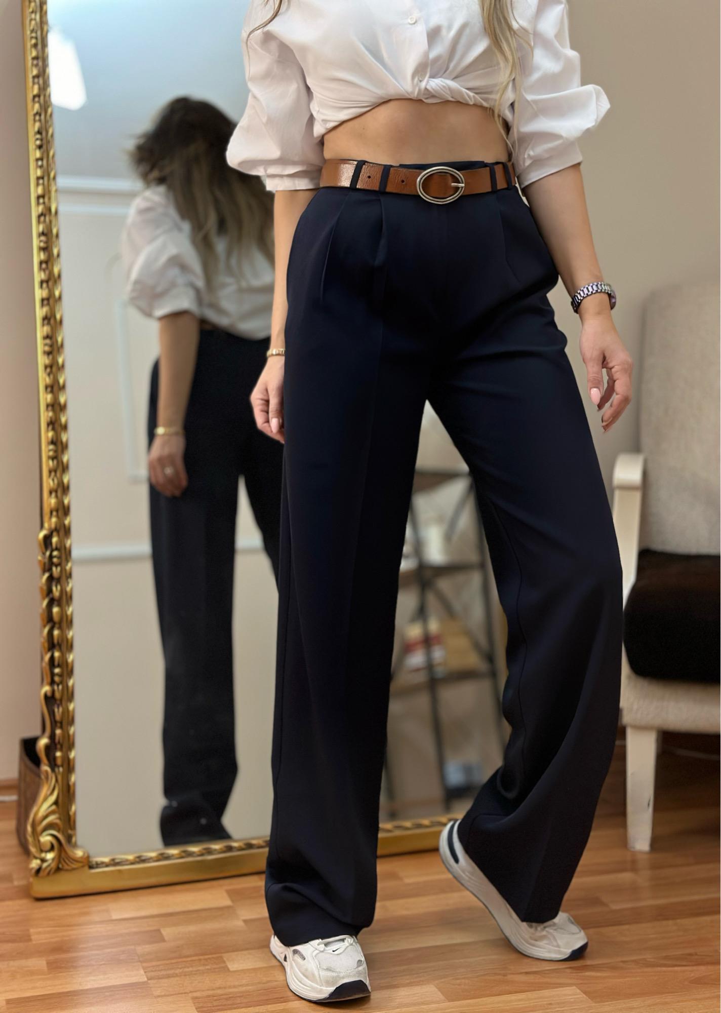 Premium Lacivert Kumaş Palazzo PantolonYeni Gelenler ModayPremium Lacivert Kumaş Palazzo Pantolon