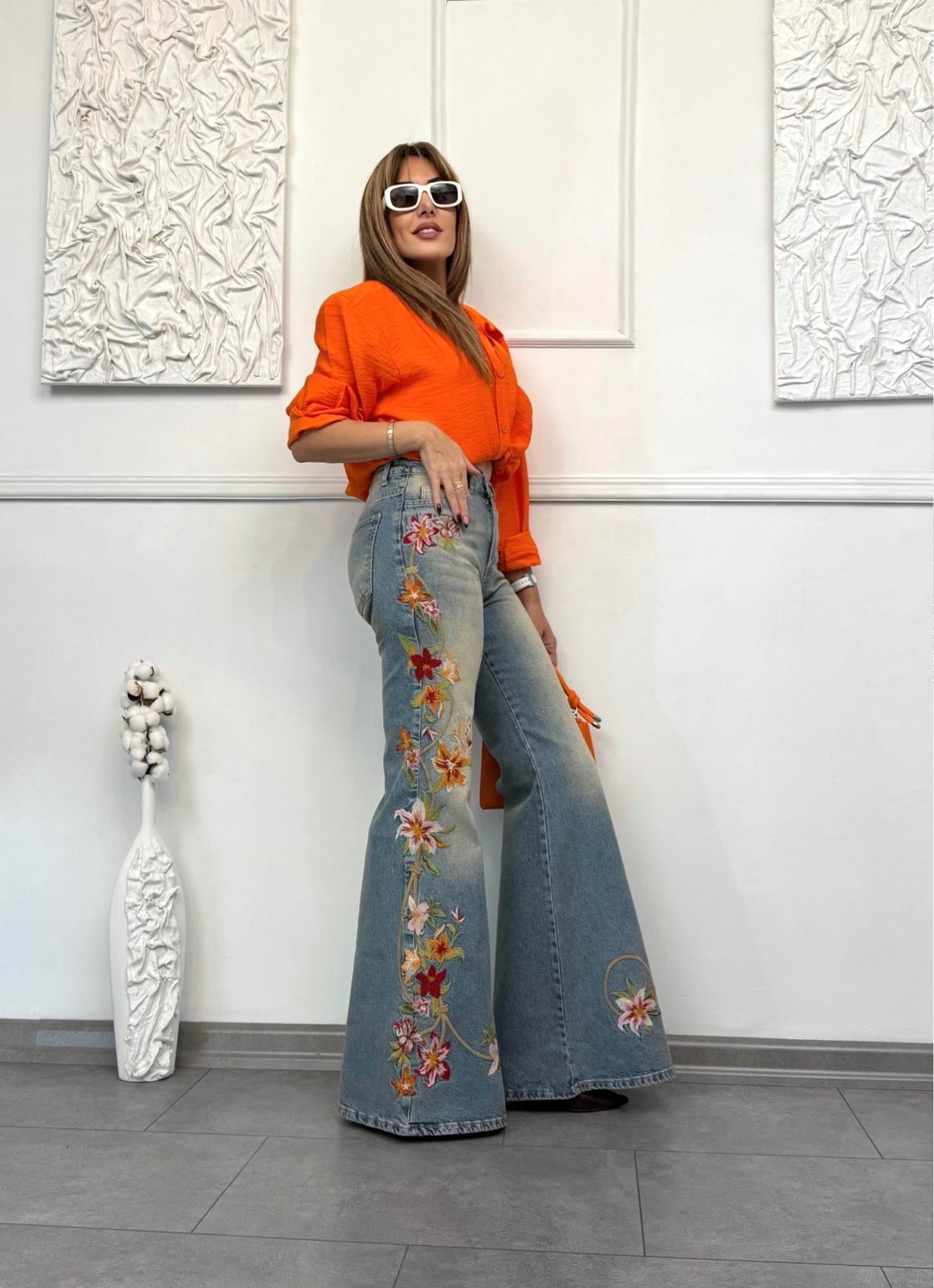 Rosella Nakışlı Wide Leg Denim JeanYeni Gelenler ModayRosella Nakışlı Wide Leg Denim Jean