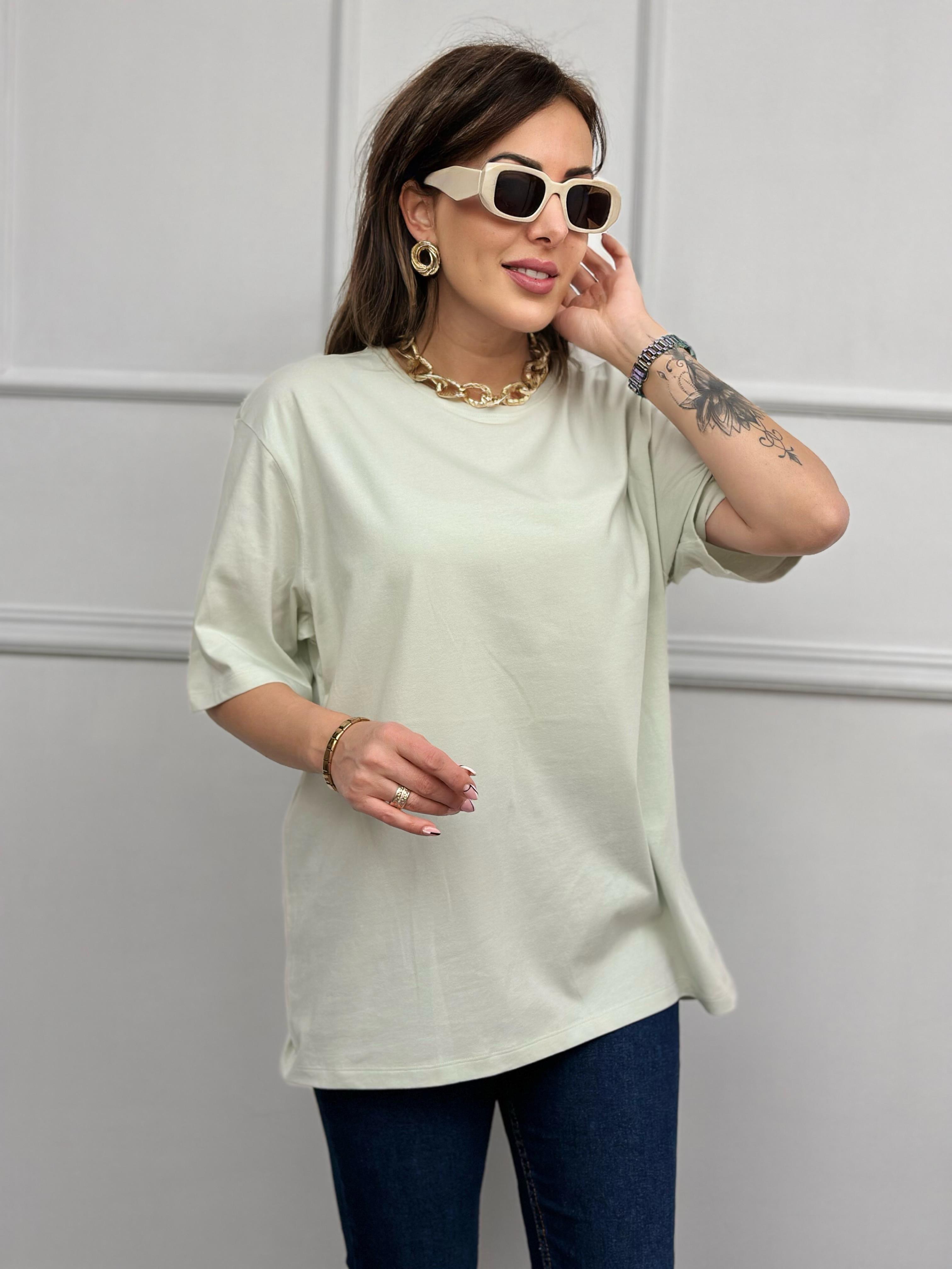 Bisiklet Yaka Mint Yeşili Basic TshırtYeni Gelenler ModayBisiklet Yaka Mint Yeşili Basic Tshırt