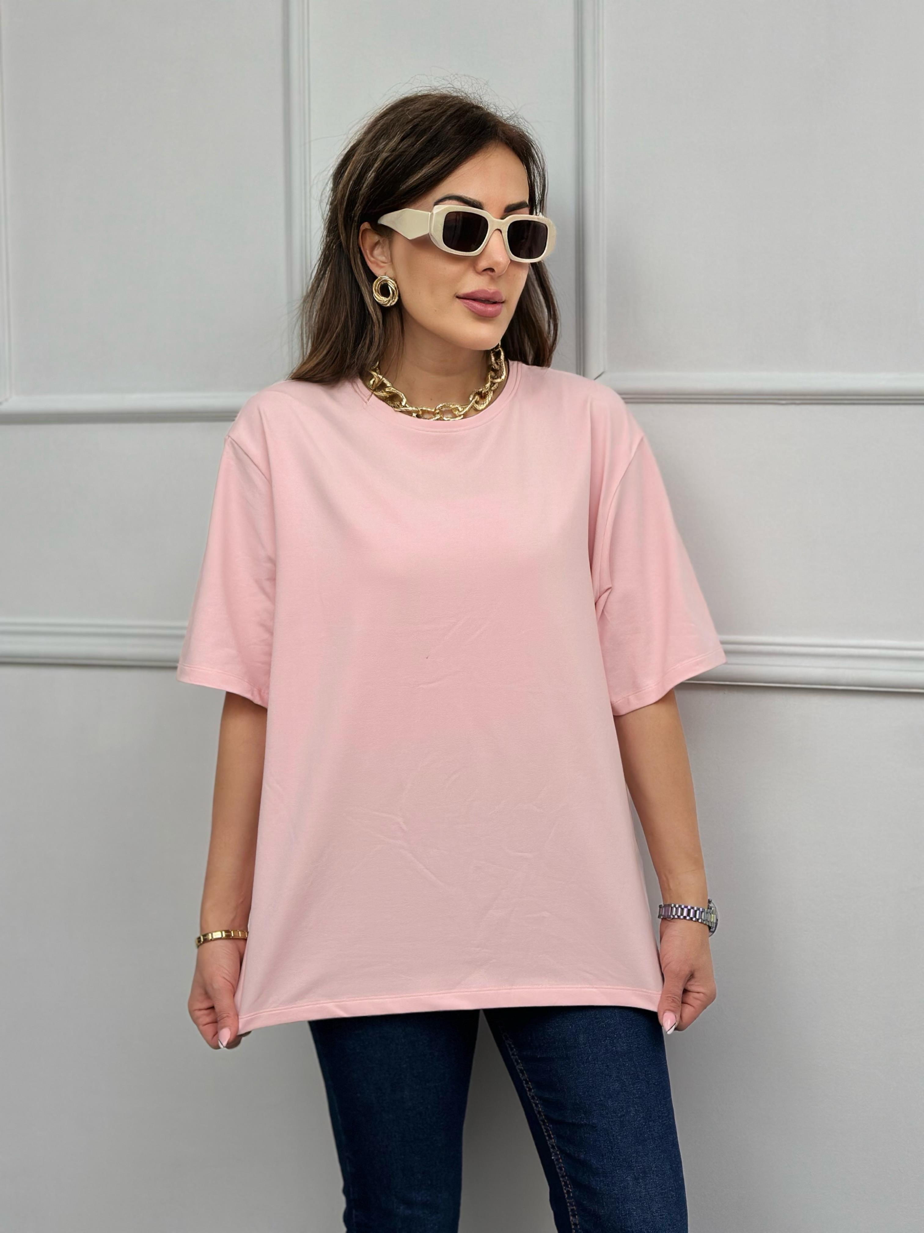 Bisiklet Yaka Pamuk Şekeri  Basic TshırtYeni Gelenler ModayBisiklet Yaka Pamuk Şekeri  Basic Tshırt