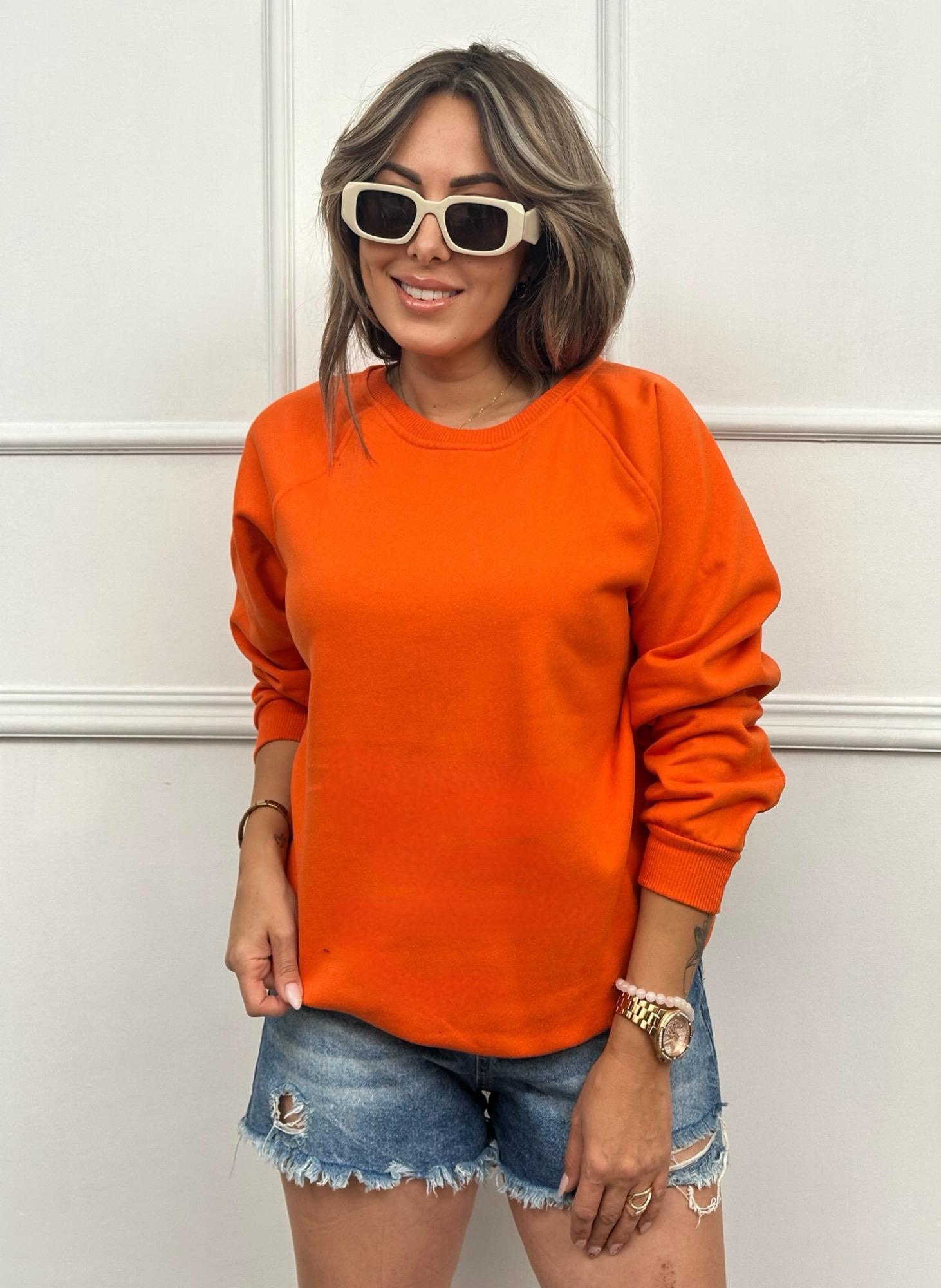 Bisiklet Yaka Turuncu SweatshirtYeni Gelenler ModayBisiklet Yaka Turuncu Sweatshirt
