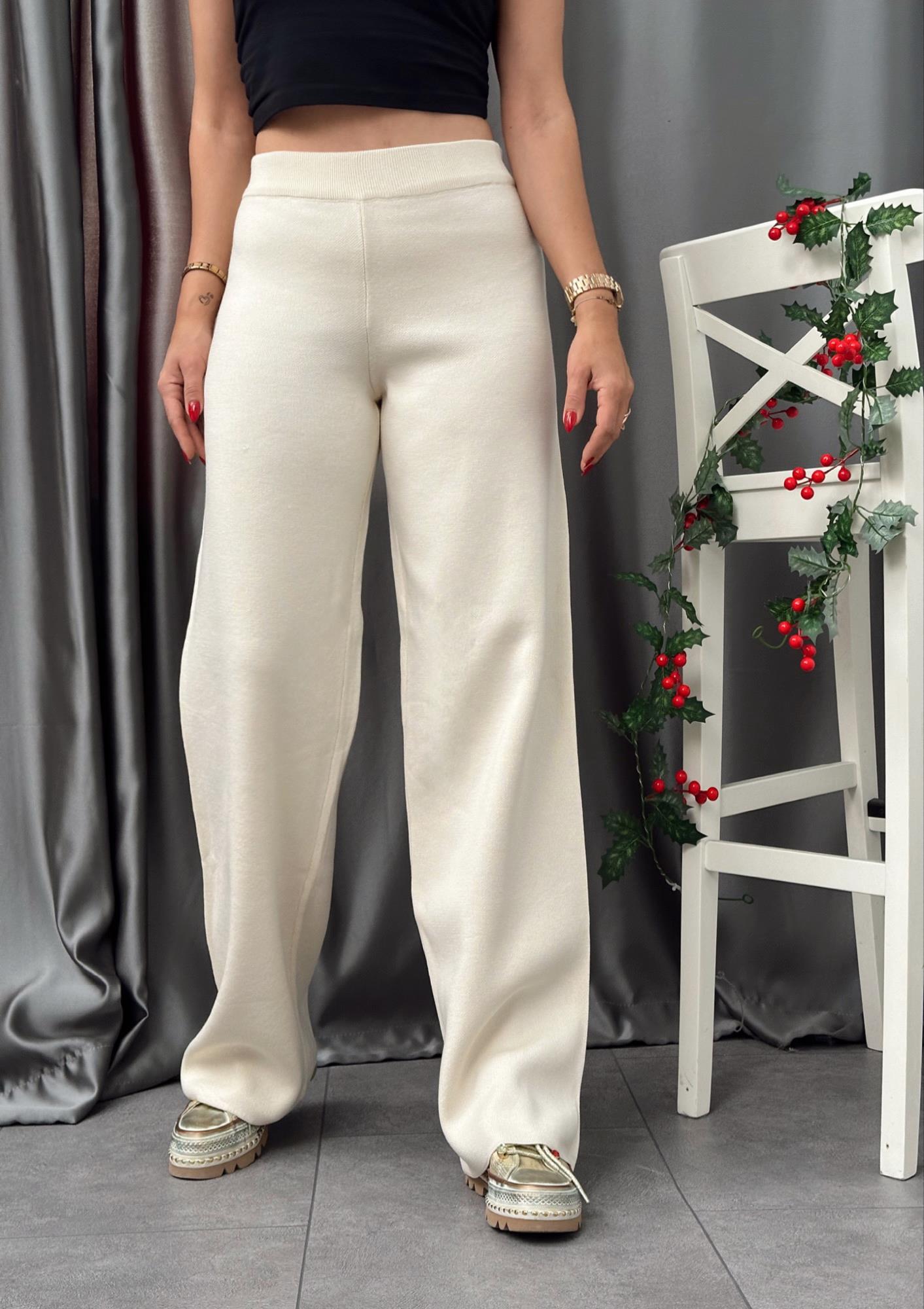 Krem Çelik Triko PantolonYeni Gelenler ModayKrem Çelik Triko Pantolon