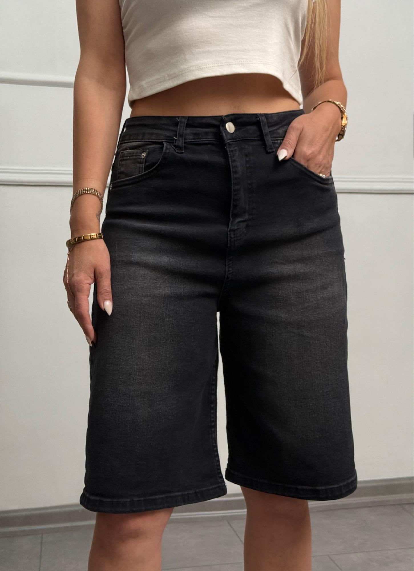 Likralı Uzun Füme Denim ŞortYeni Gelenler ModayLikralı Uzun Füme Denim Şort