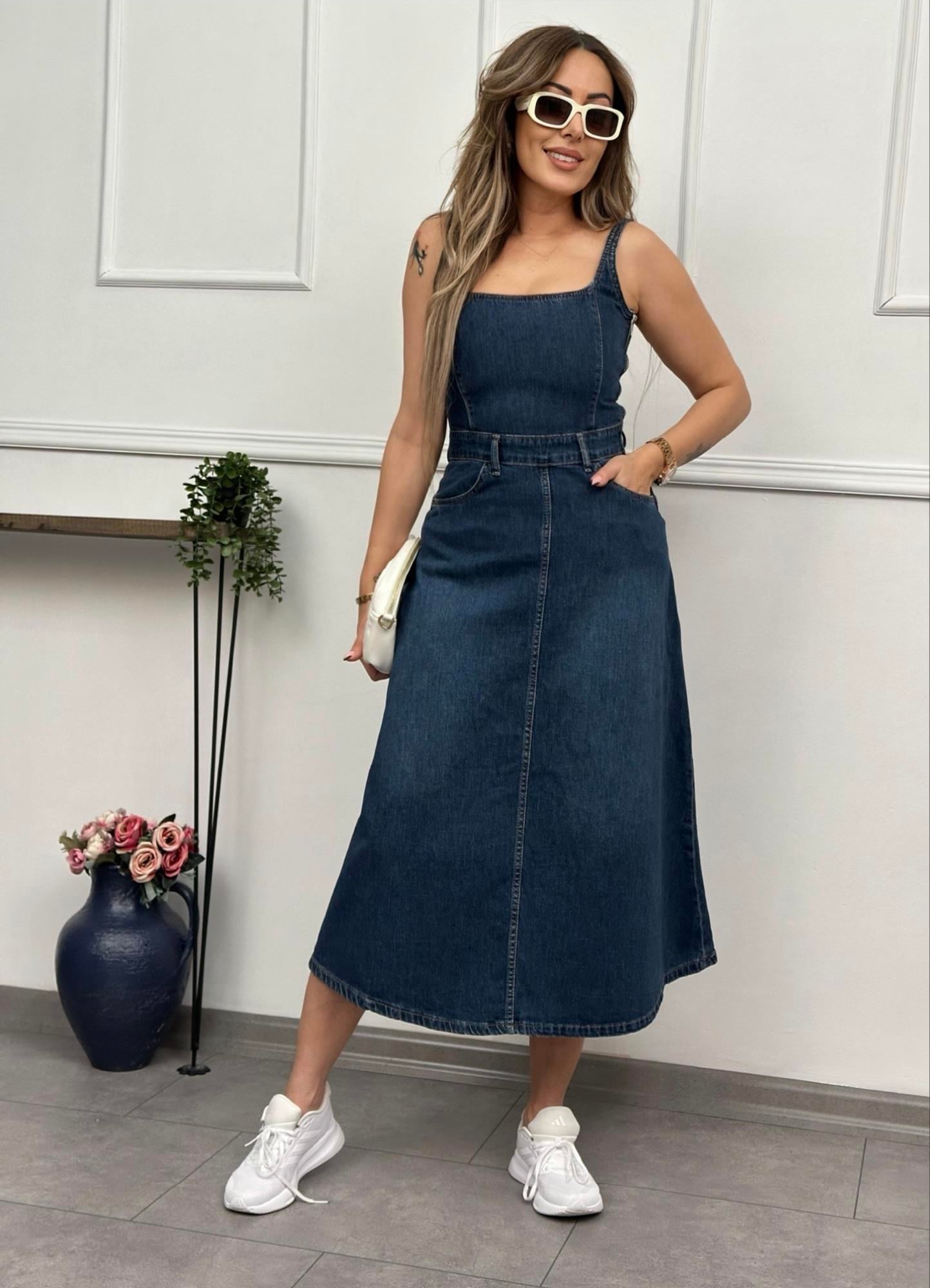 Midiboy Salopet Laci Denim ElbiseYeni Gelenler ModayMidiboy Salopet Laci Denim Elbise