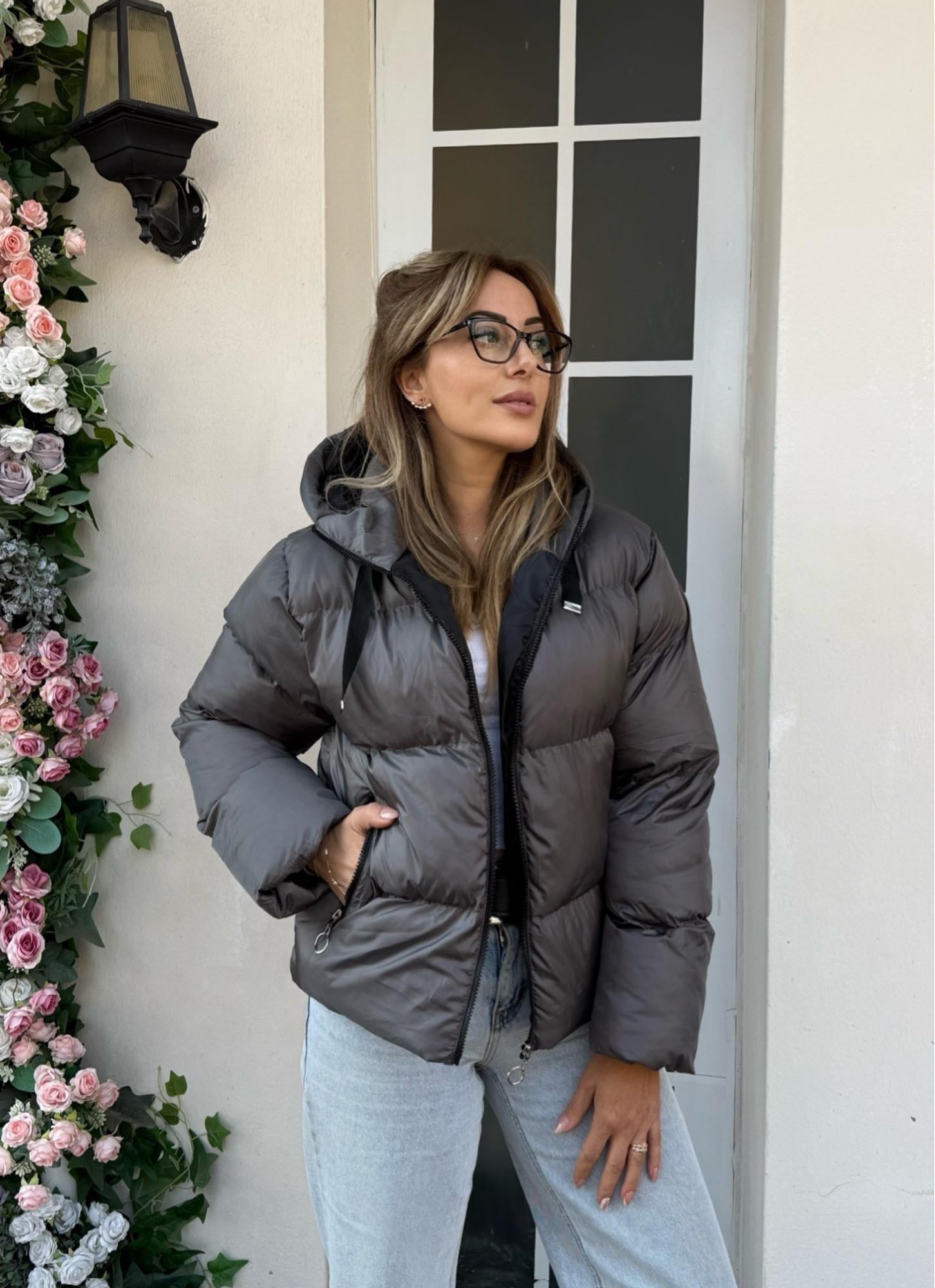 MODAYBUTİKArctic Glow Antrasit Şişme Mont