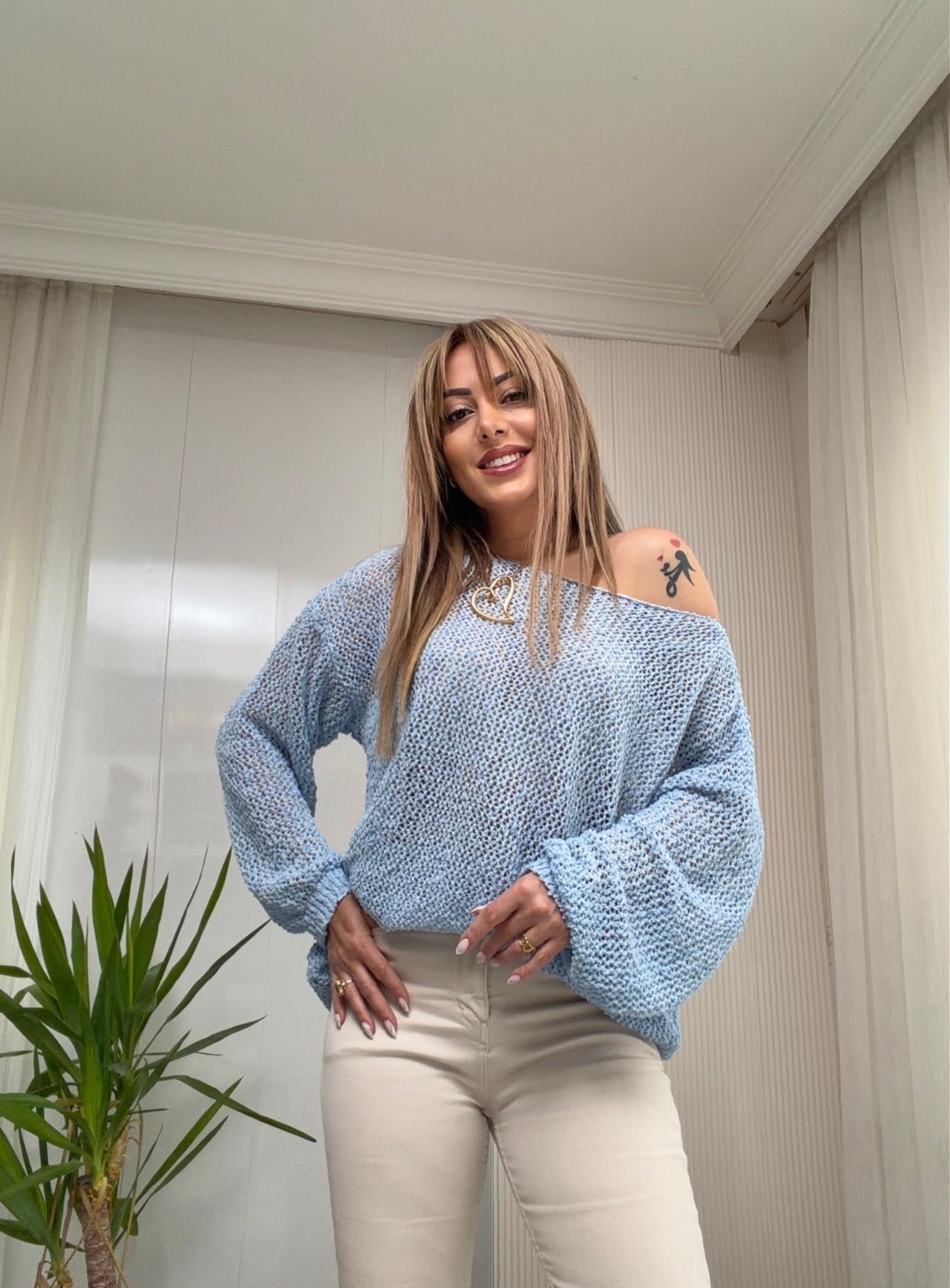 MODAYBUTİKCool Vibe Mavi Salaş Triko