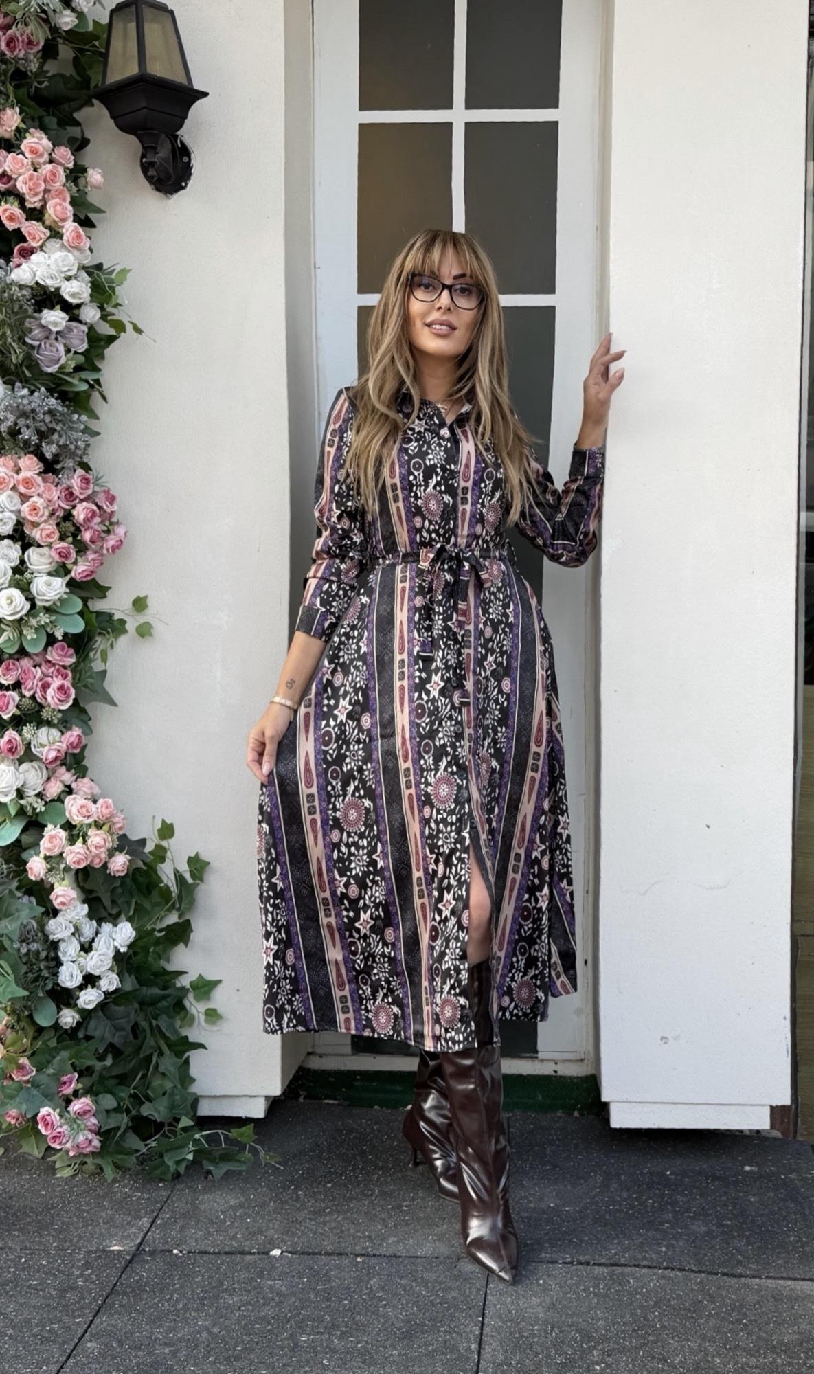 MODAYBUTİKGarden Aura Etnik Desen Maxi Elbise